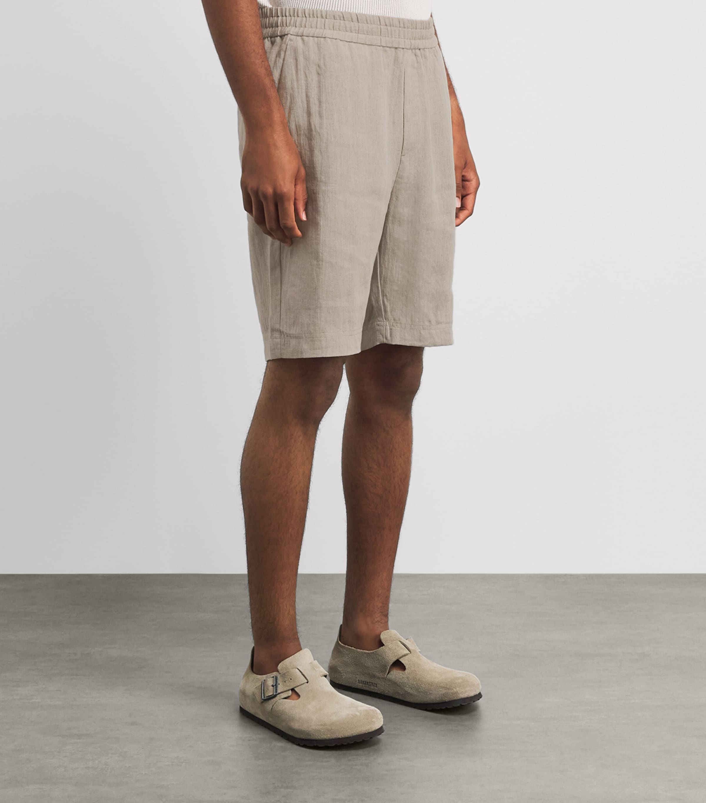 Sunspel Mens Linen Drawstring Shorts Brbd Sand Image 4