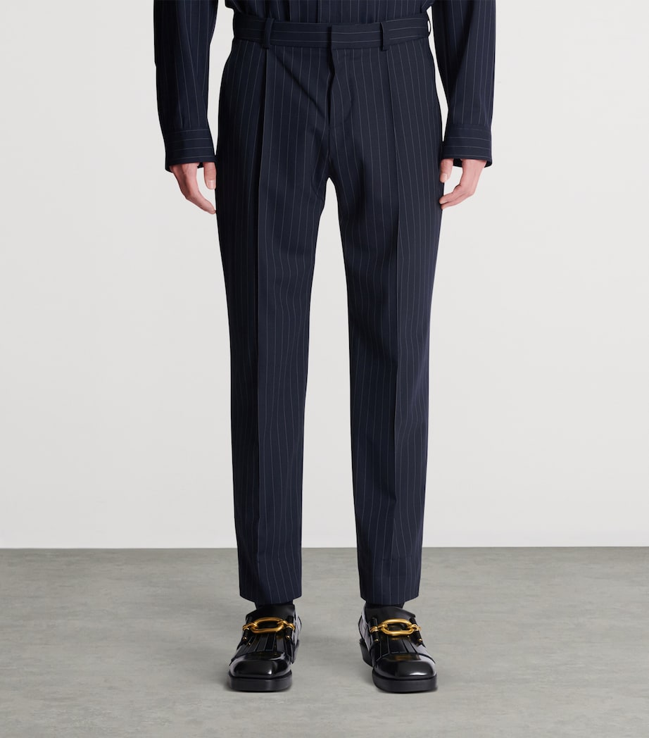 Virgin Wool Pinstripe Trousers SAJ BLEU/BLANC Image 4