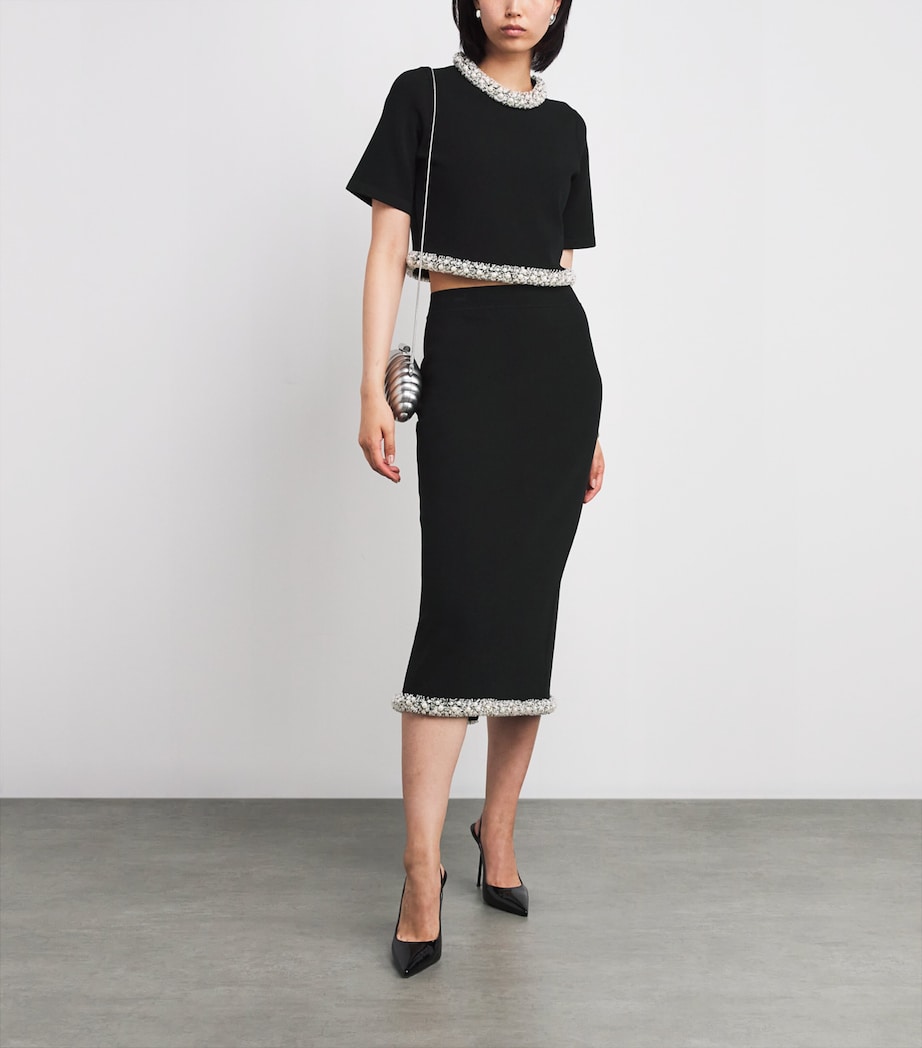 Embellished-Trim Ozelle Top BLACK Image 2