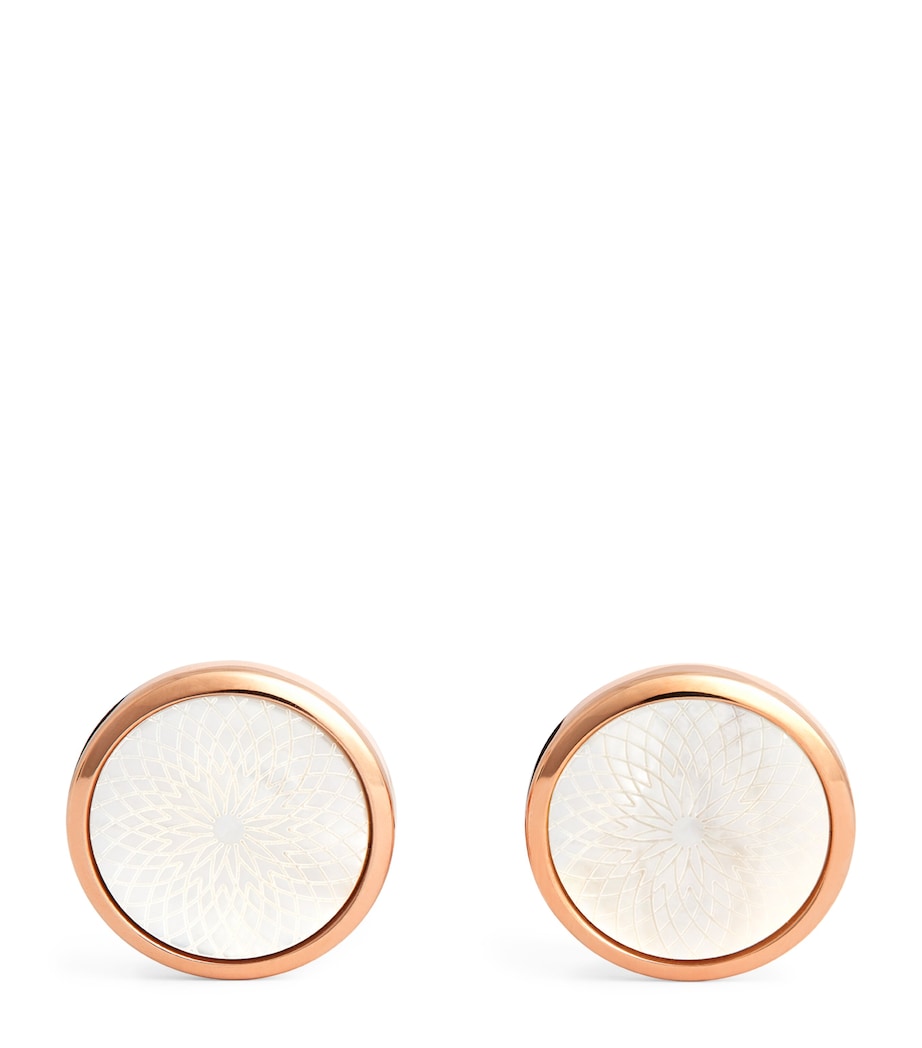 Tateossian Rose Gold-Plated Pearl Cufflinks White Image 1