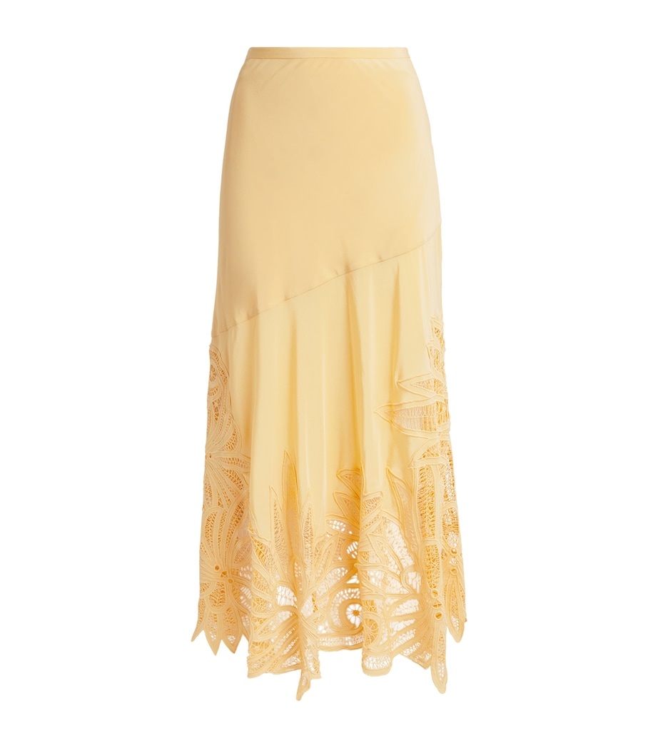 Ulla Johnson Womens Silk Embroidered Oona Maxi Skirt Dandelion Image 1