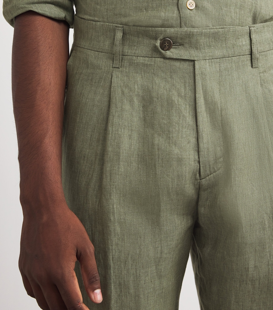 x Harrods Linen Tailored Trousers MILITARY GREEN Image 6