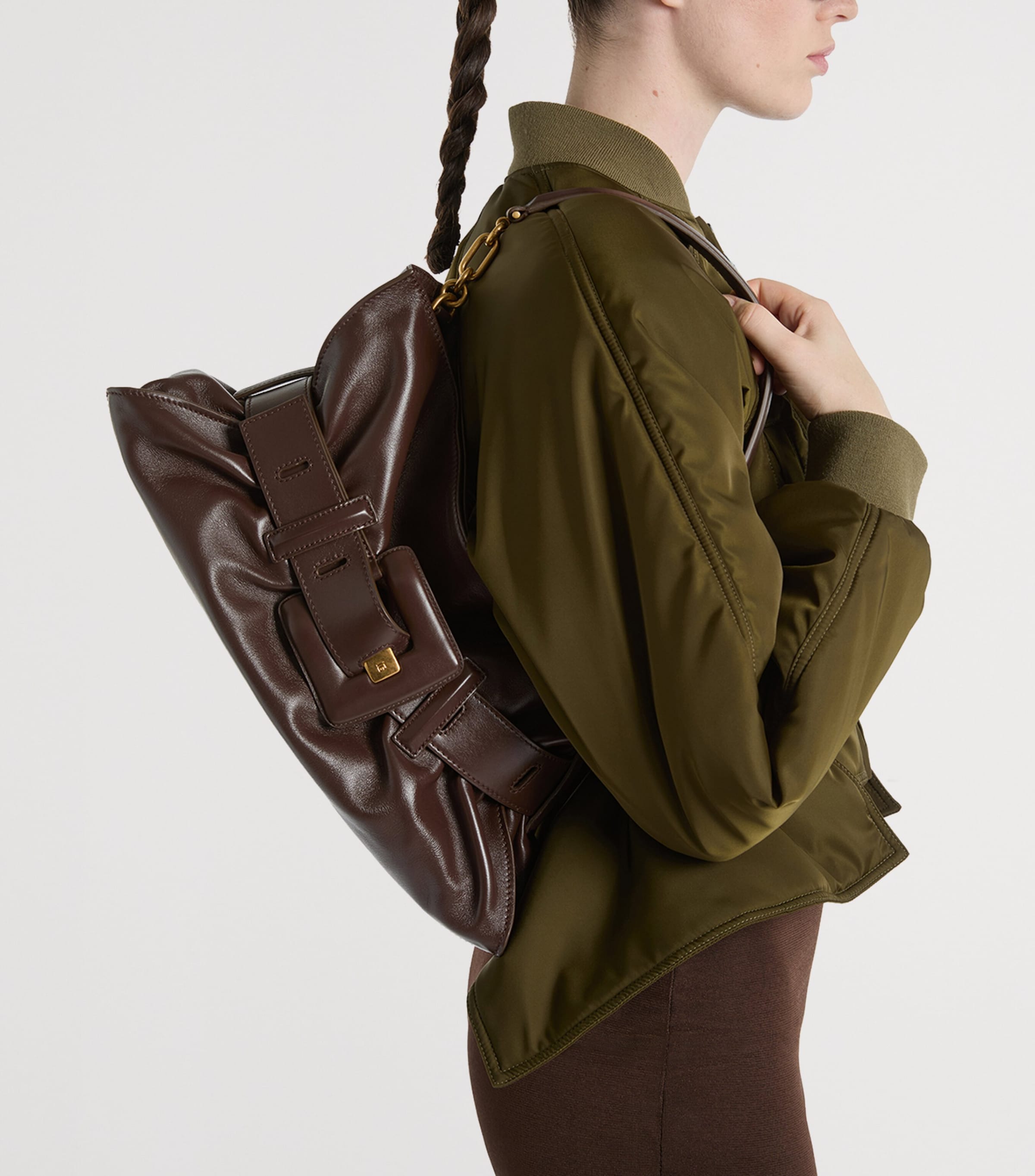 Balmain Medium Leather Anthem Shoulder Bag Marron Fonce Image 2