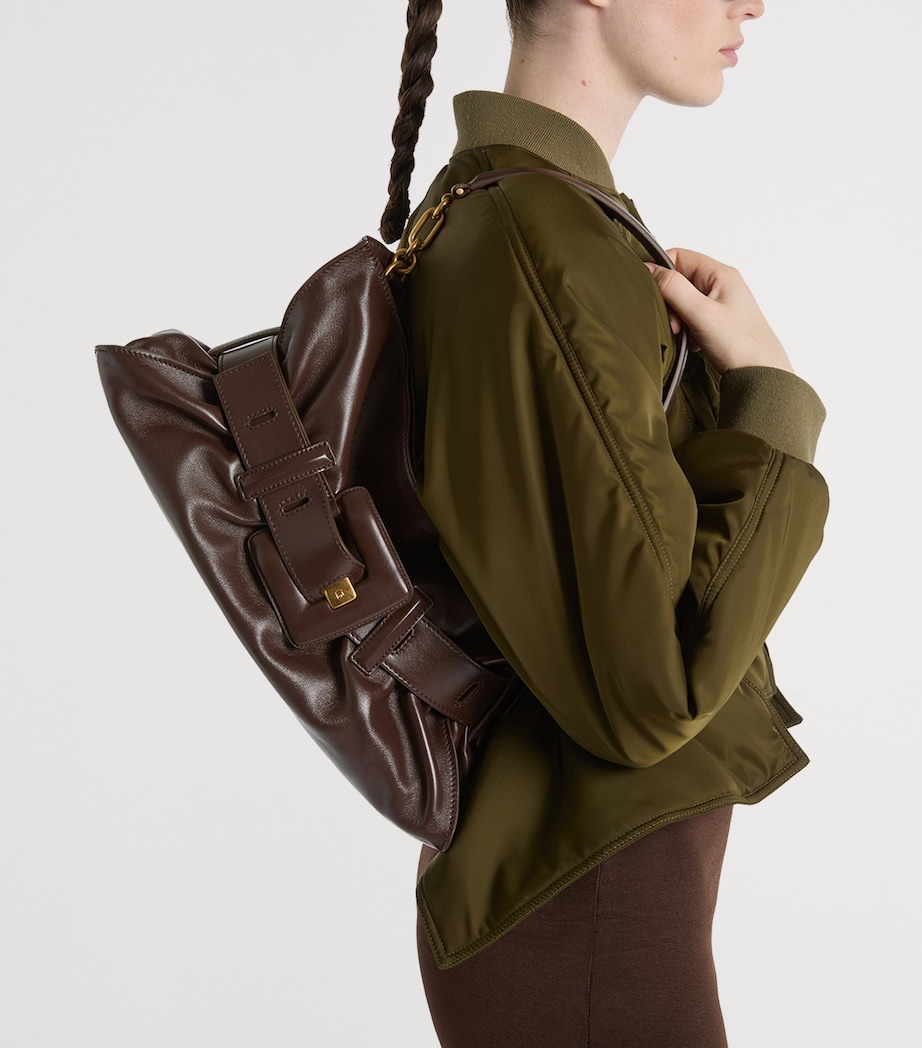 Balmain Medium Leather Anthem Shoulder Bag Marron Fonce Image 2