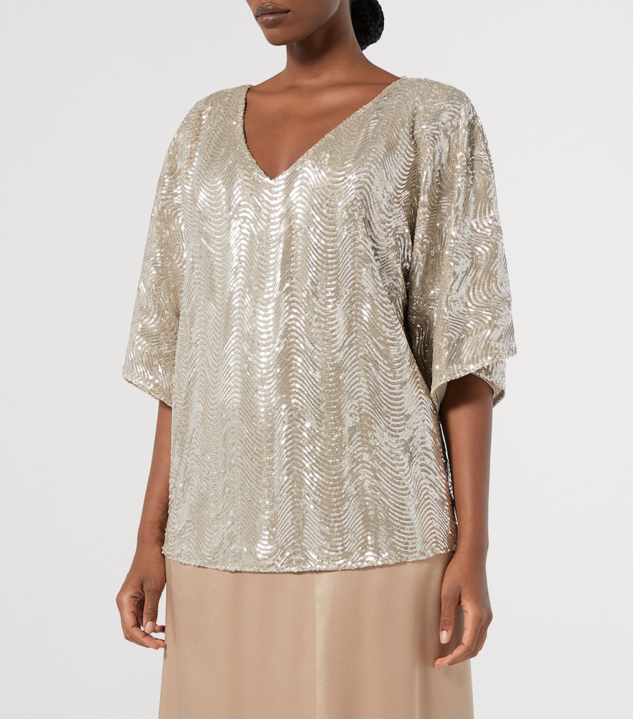 Sequin-Embellished Torbole Blouse BEIGE Image 2