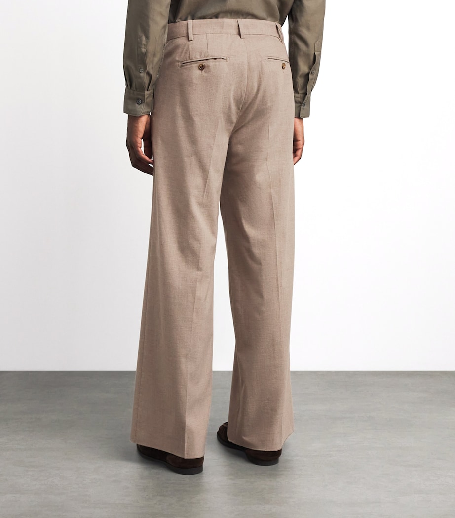 Alan Scott Mens Cashmere Wide-Leg Trousers Natural Image 5