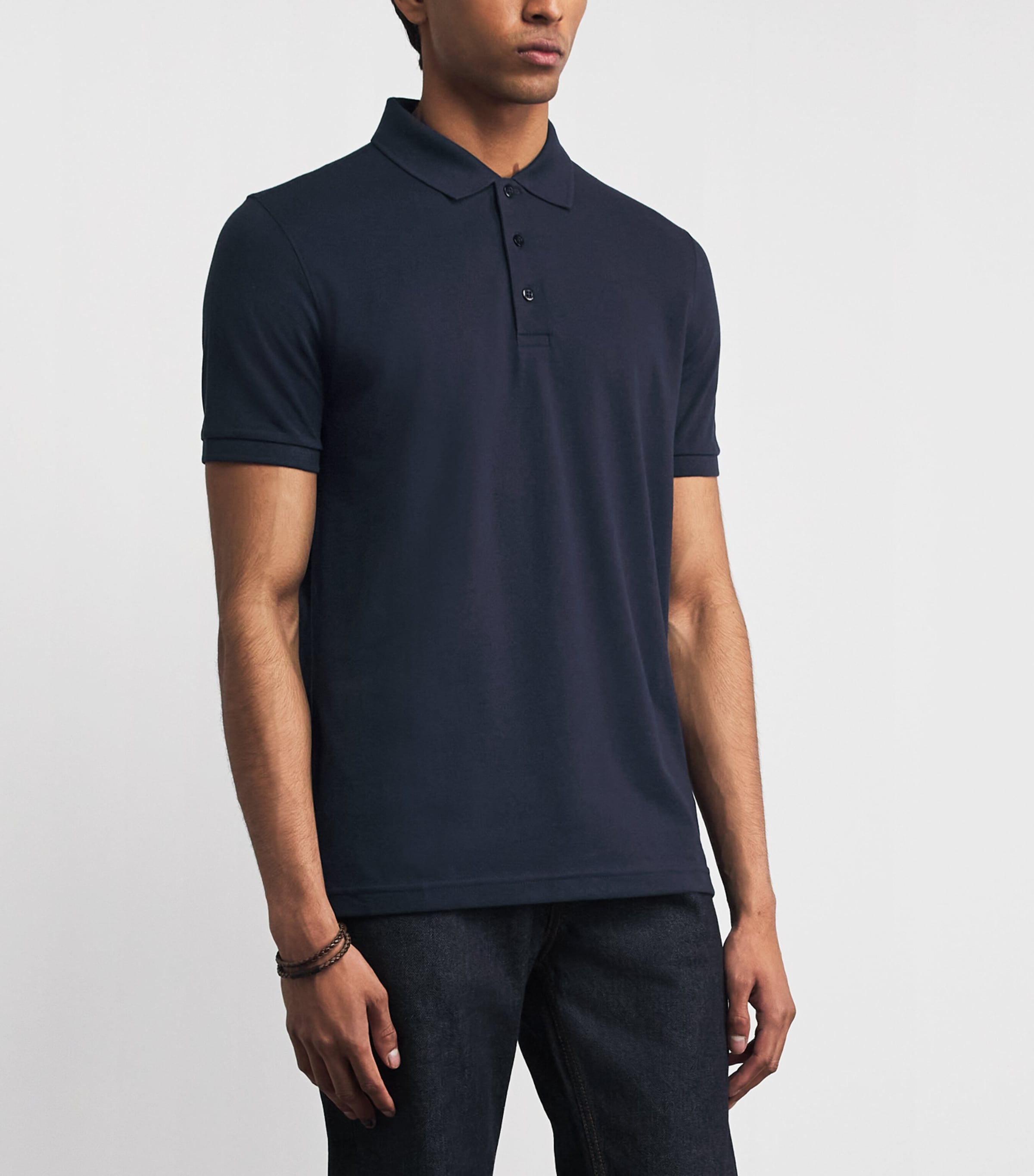 Falke Mens Pima Cotton Piqué Polo Shirt Space Blue Image 4