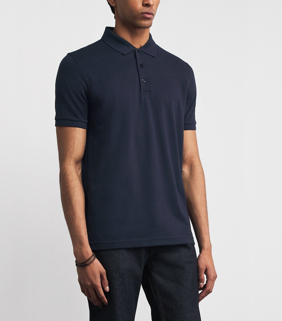Falke Mens Pima Cotton Piqué Polo Shirt Space Blue Image 4