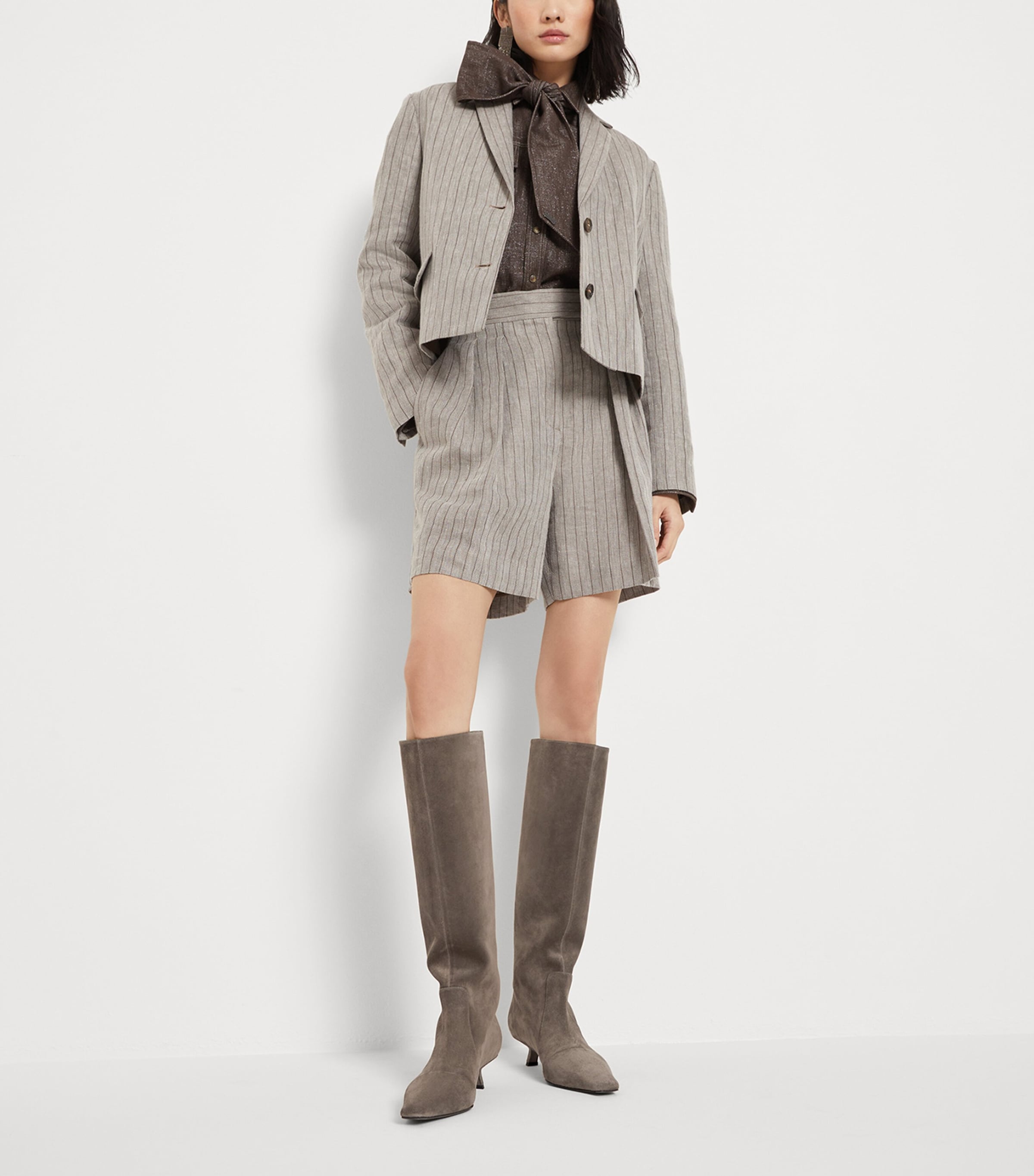 Brunello Cucinelli Brown Suede City Knee-High Boots 35