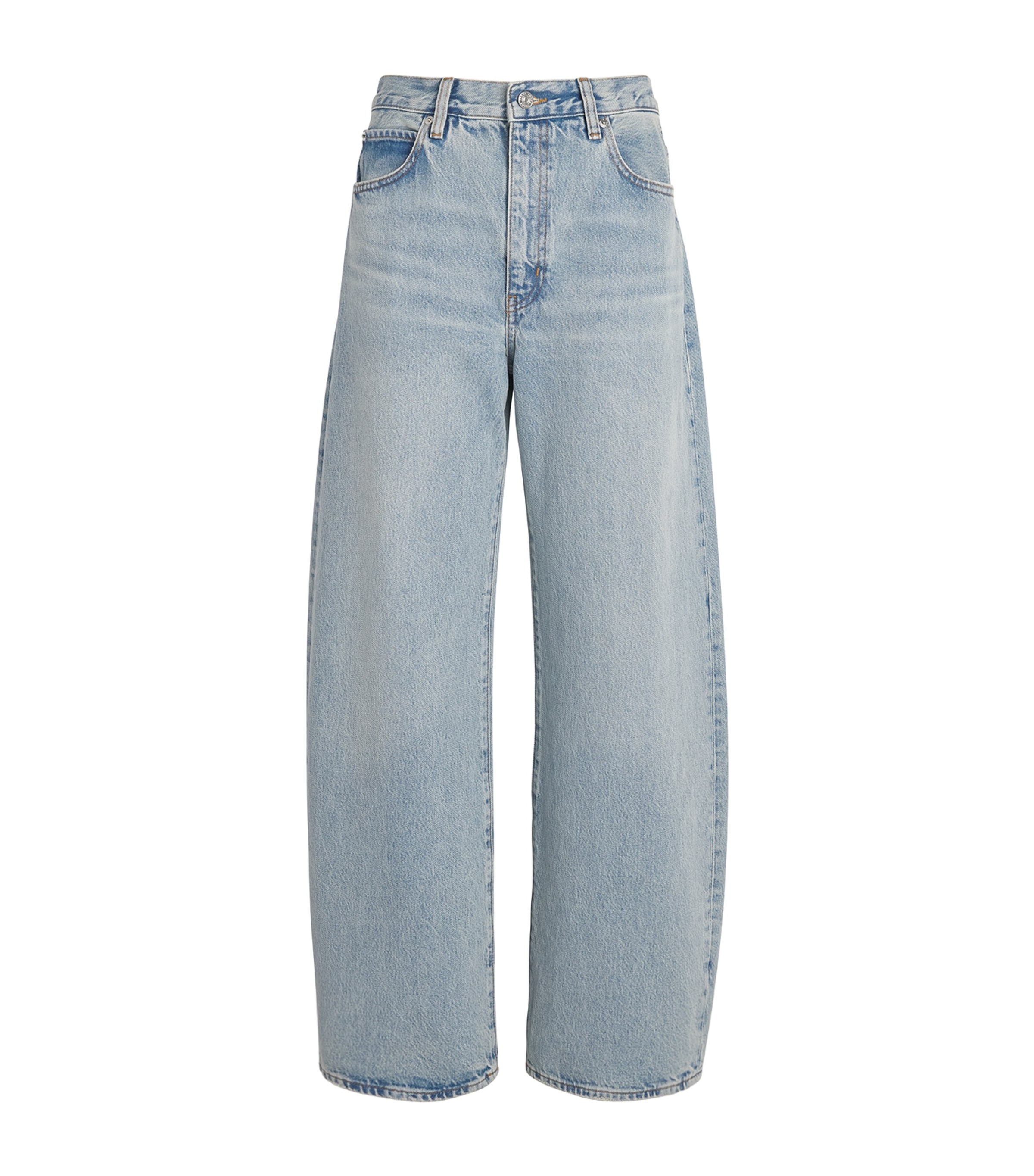 FRAME Womens The Bow High-Rise Barrel-Leg Jeans Outlaw Image 1
