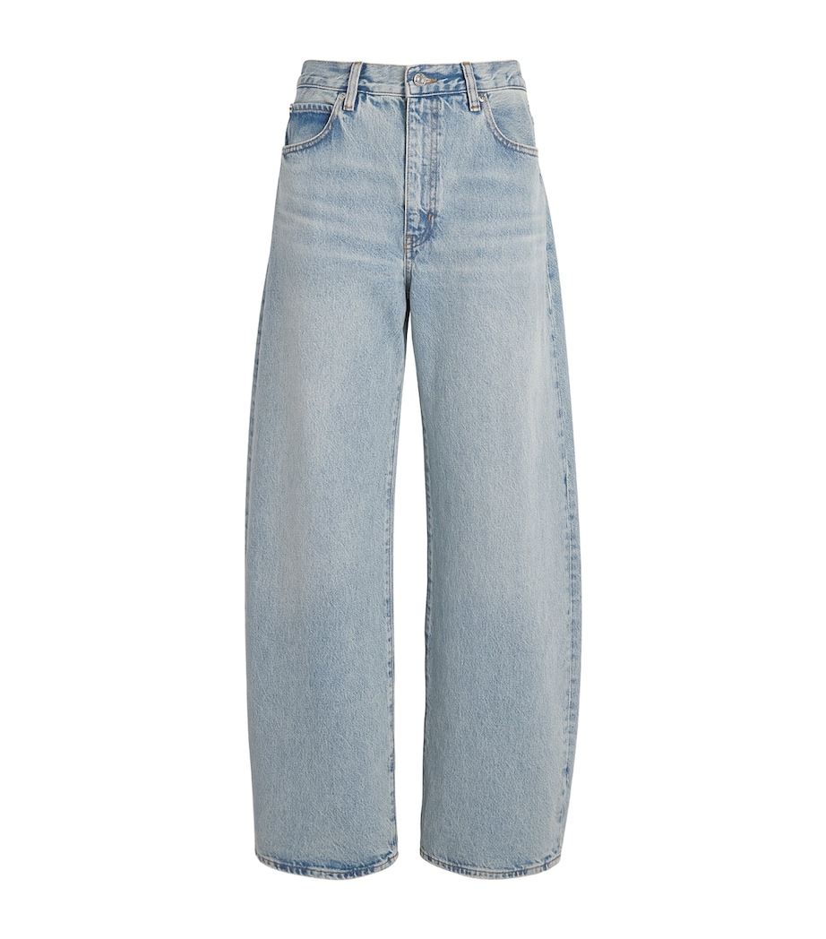 FRAME Womens The Bow High-Rise Barrel-Leg Jeans Outlaw Image 1
