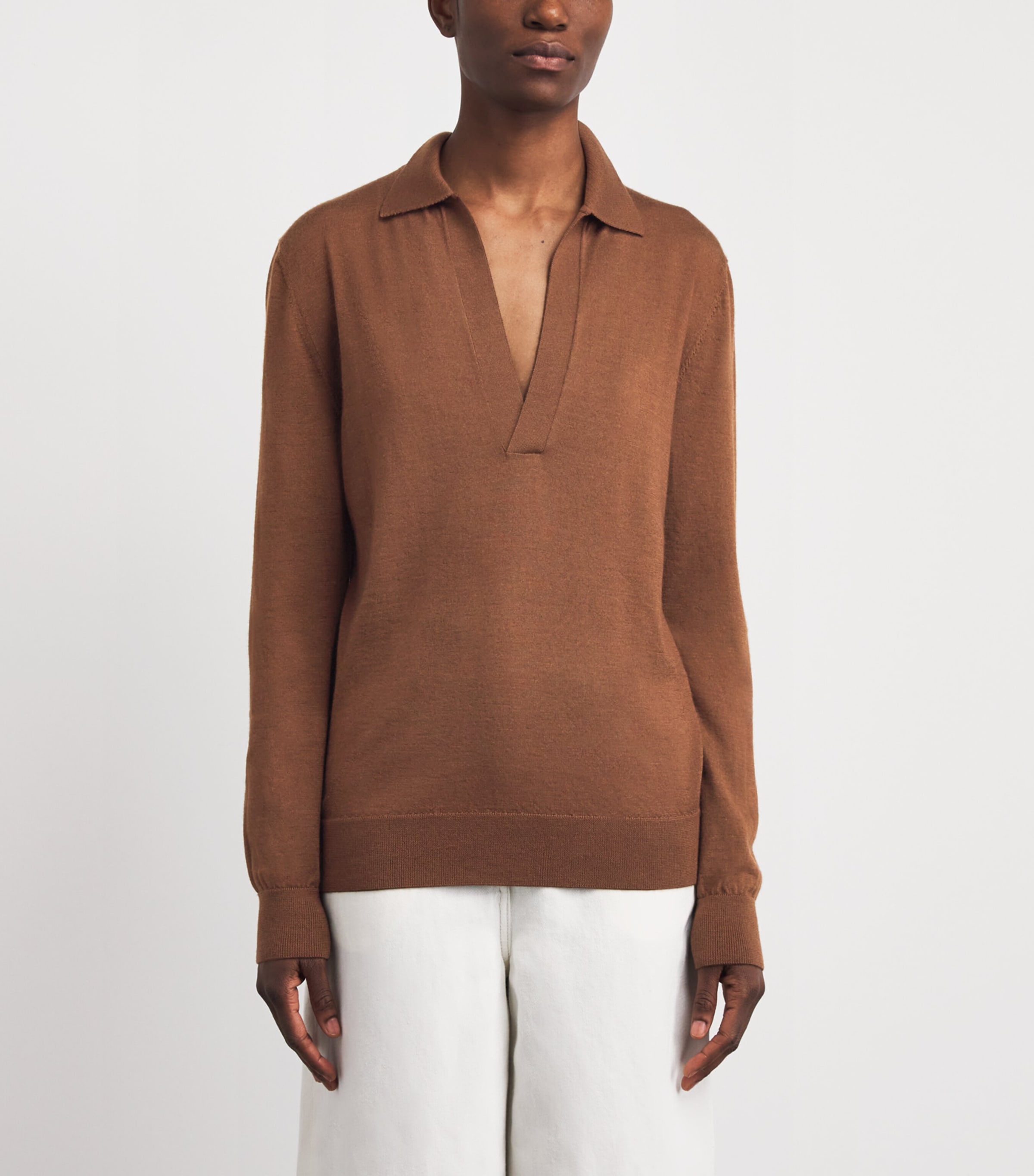 Brioni Womens Cashmere-Silk V-Neck Sweater Image 4