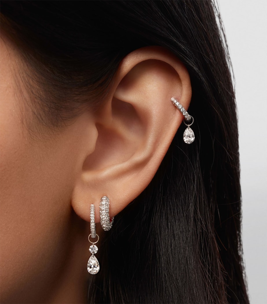Pavé Diamond Single Hoop Earring (8mm) YELLOW GOLD Image 2