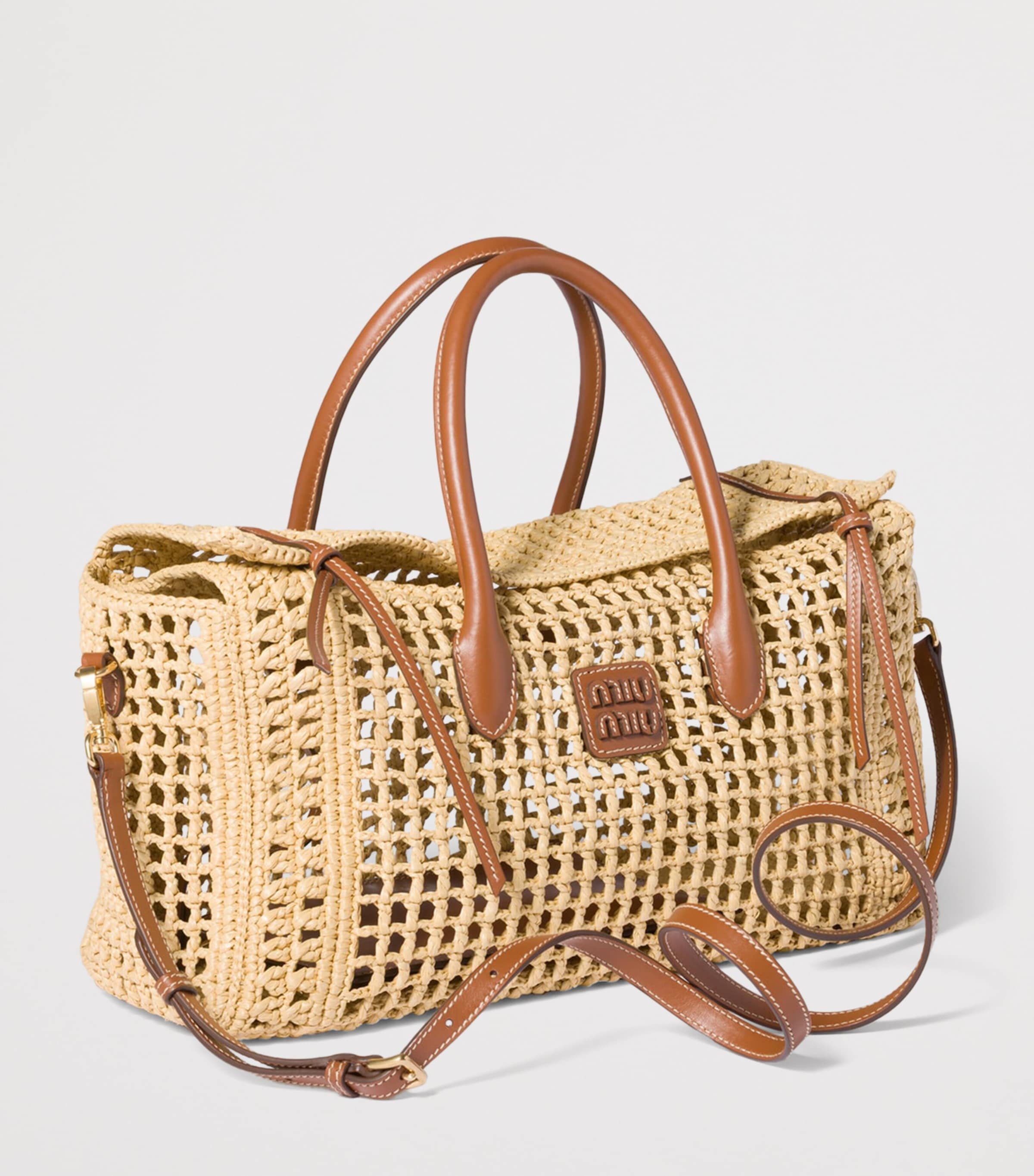 Miu Miu Raffia Top-Handle Bag Neutral Image 2
