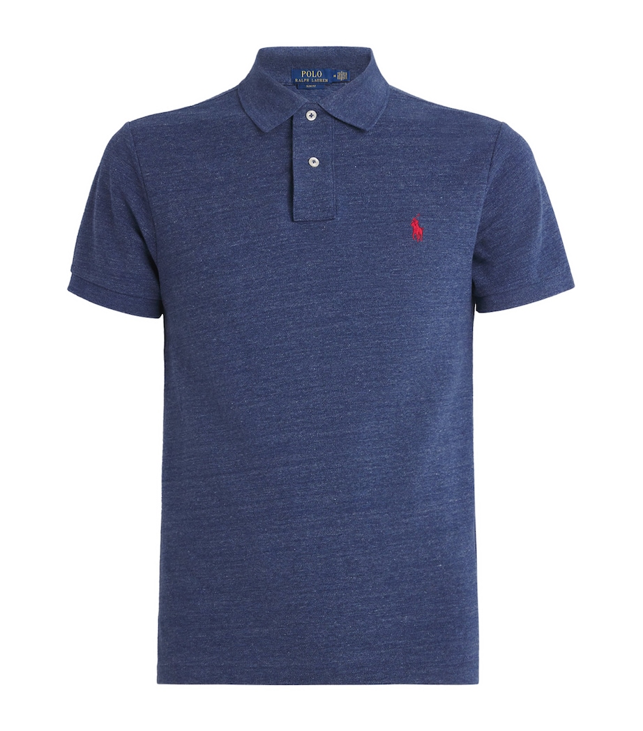 Polo Ralph Lauren Mens Cotton Mesh Slim-Fit Polo Shirt Royal Blue Heather Image 1
