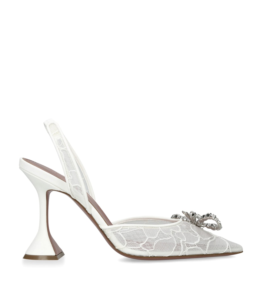 Amina Muaddi Lace Embellished Rosie Slingback Pumps 95 White Image 1