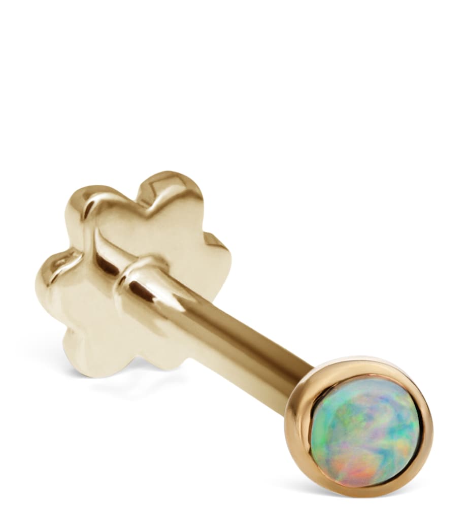 Yellow Gold Opal Threaded Stud Earring (2mm) YELLOW GOLD Image 1