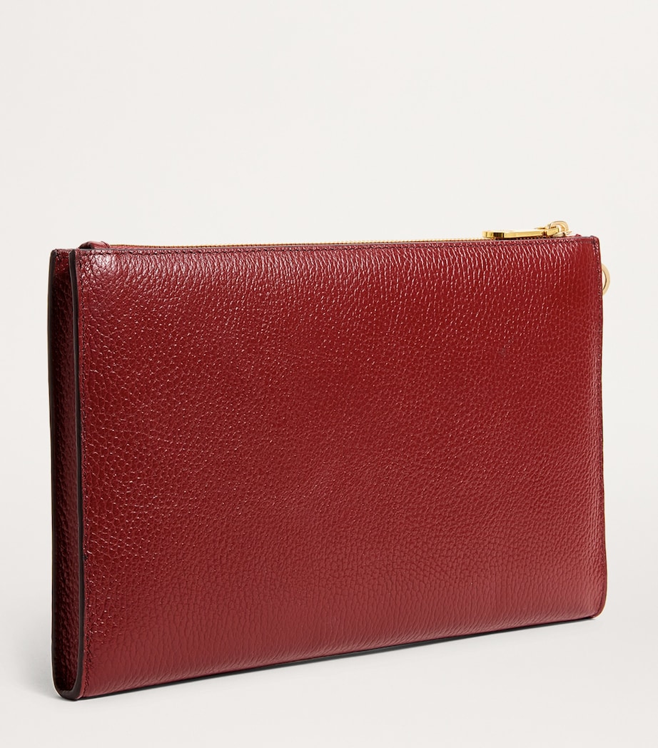 Medium Pebbled Leather Pouch BURGUNDY Image 3
