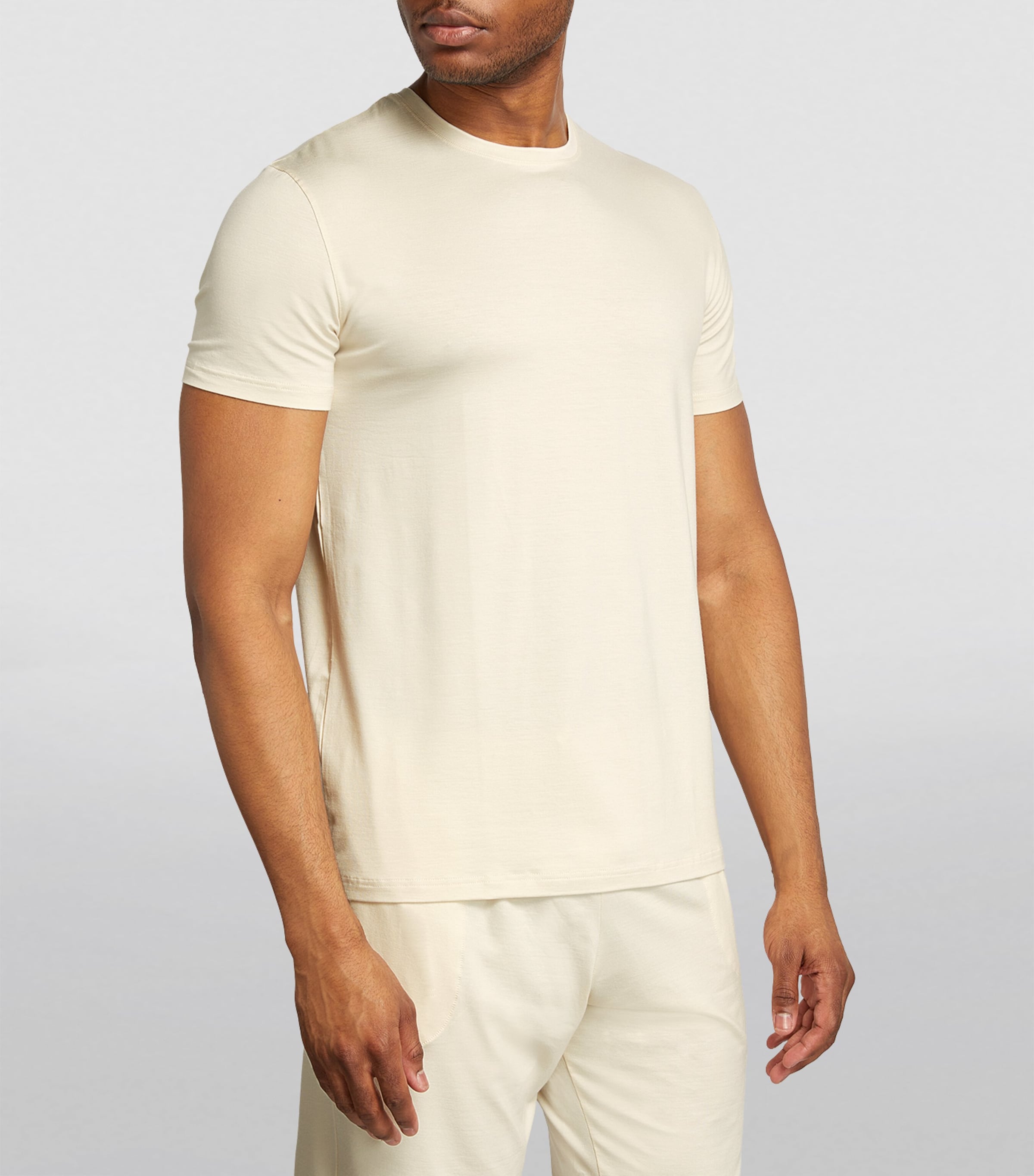 Derek Rose Mens Stretch-Modal Basel T-Shirt Neutral Image 3