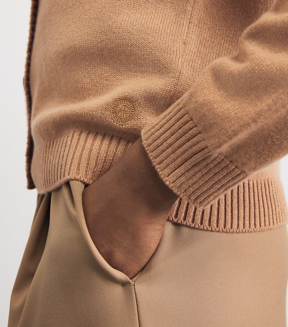 Harrods Womens Cashmere-Cotton Cardigan Brown Suagr Image 3