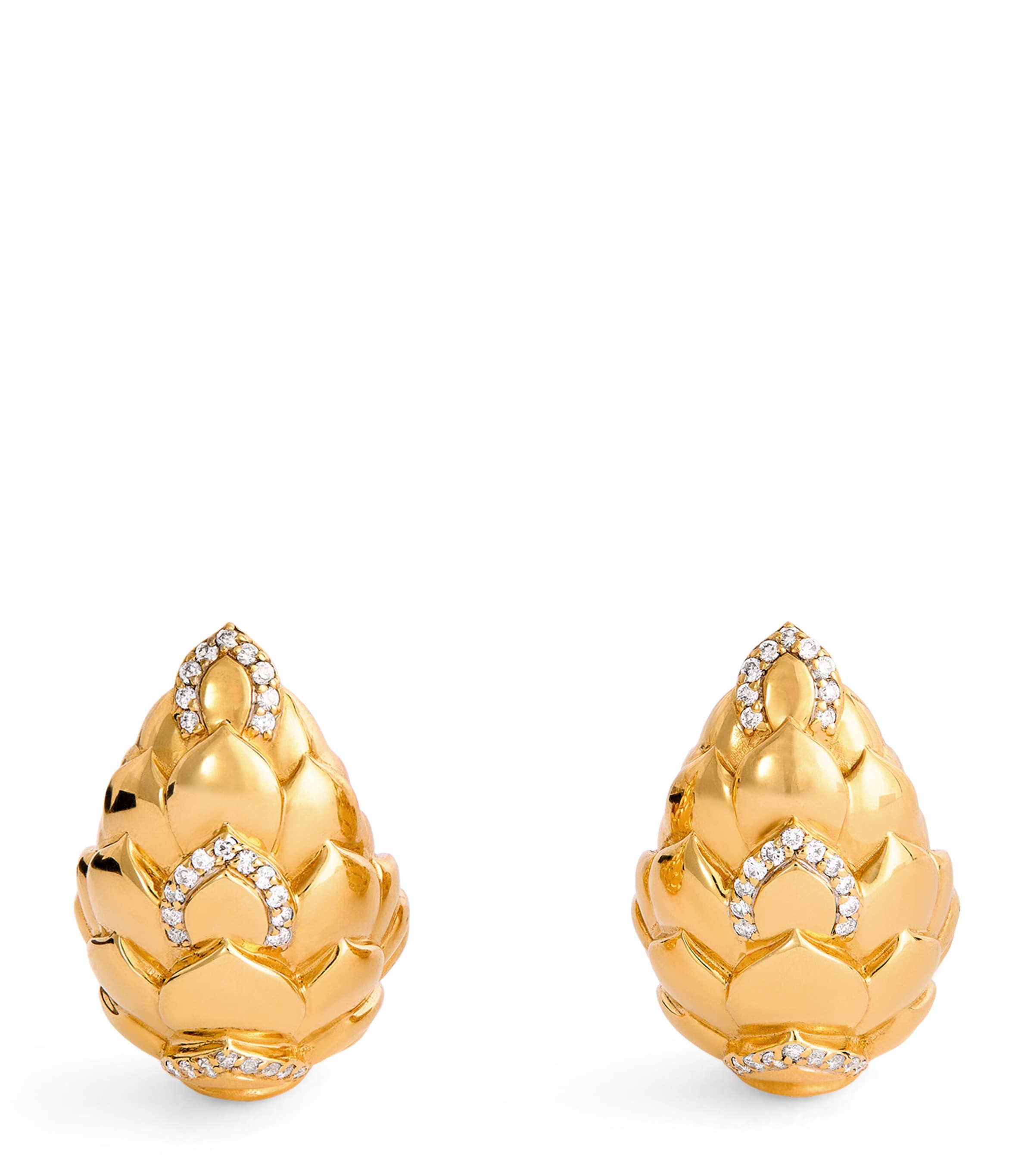 Nadine Aysoy Large Yellow Gold and Diamond Cobra Curved Earrings Yellow Gold Image 1