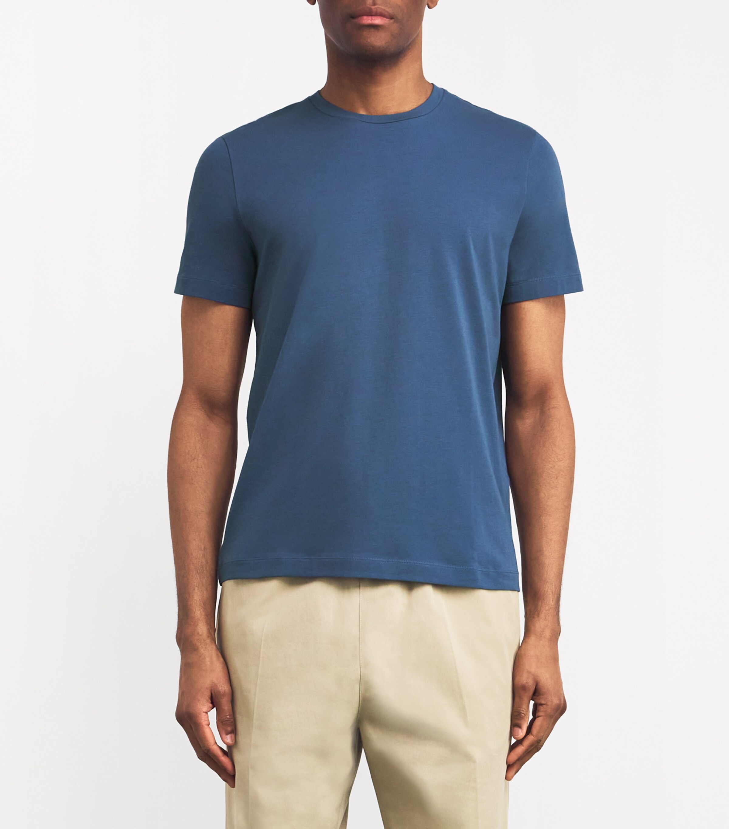 Corneliani Mens Stretch-Cotton T-Shirt Drk Ceruole Blue Image 3