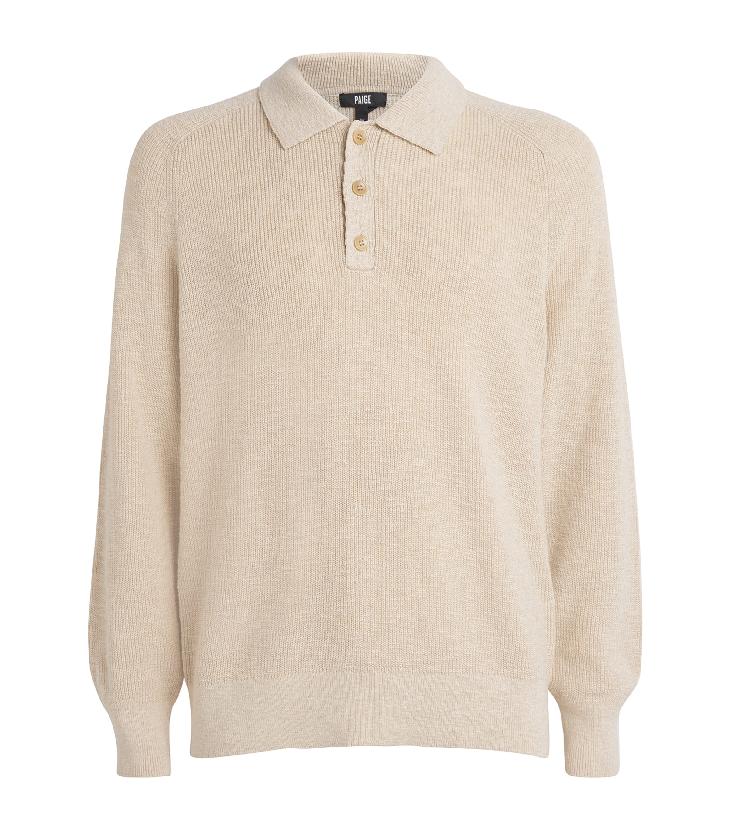 Paige Cotton-linen Polo Sweater In White