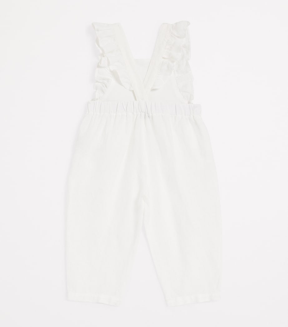 Linen Frill-Trim Dungarees (6-36 Months) 010 WHITE Image 2