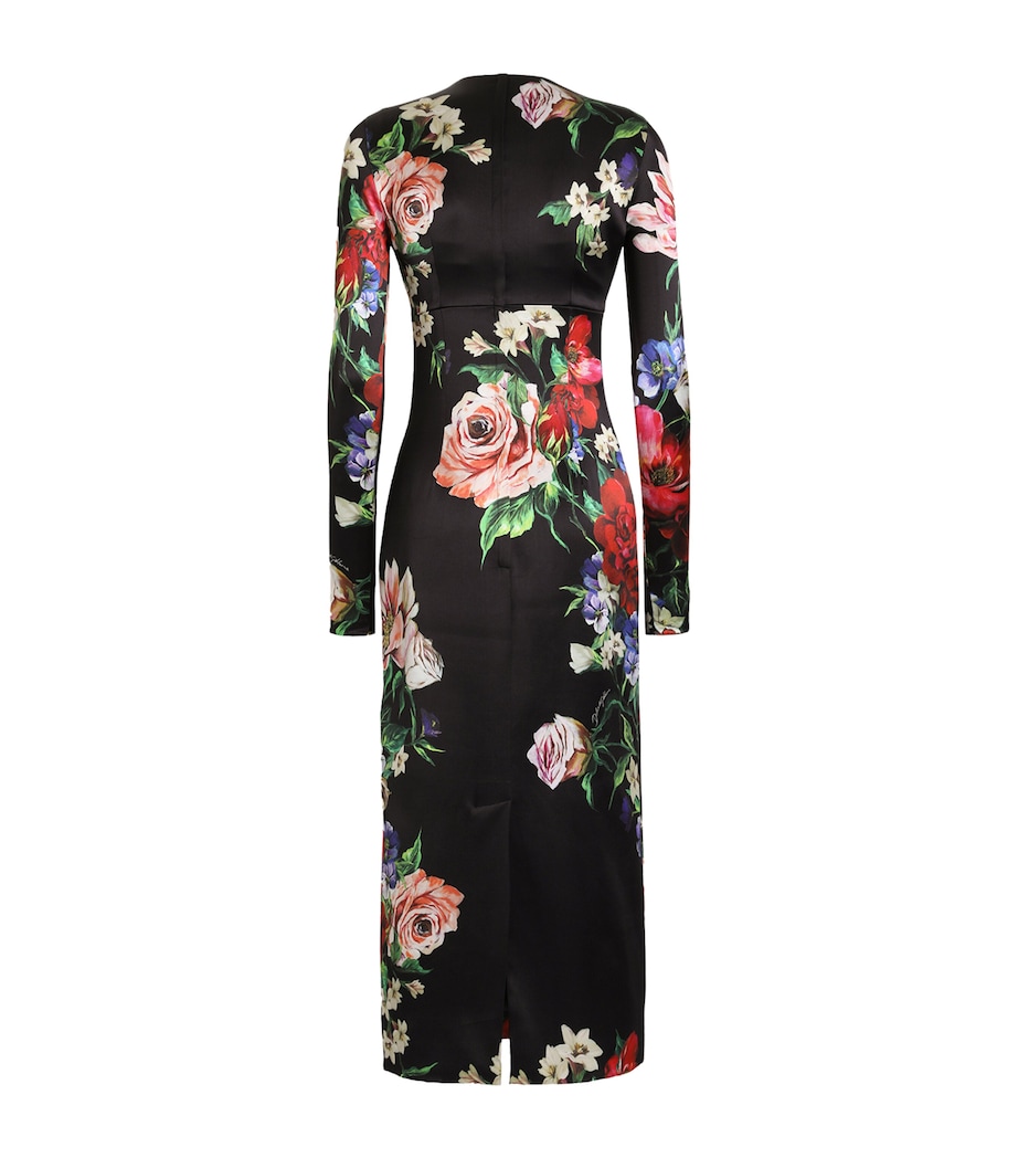 Satin Floral Print Midi Dress HN5PR-B.FIORI ANTICH Image 5