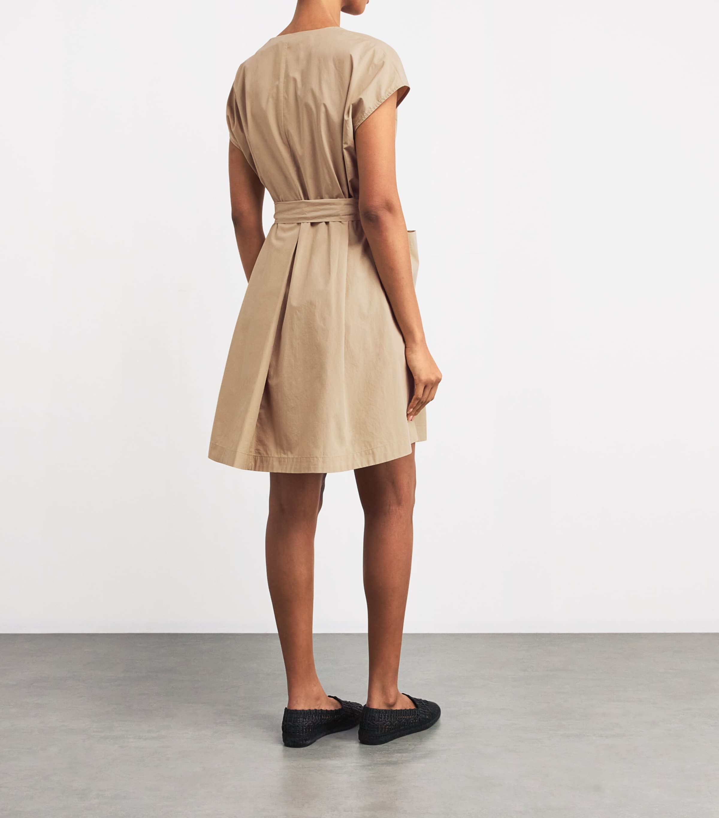 Weekend Max Mara Womens Cotton Belted Midi Dress Sand Image 3