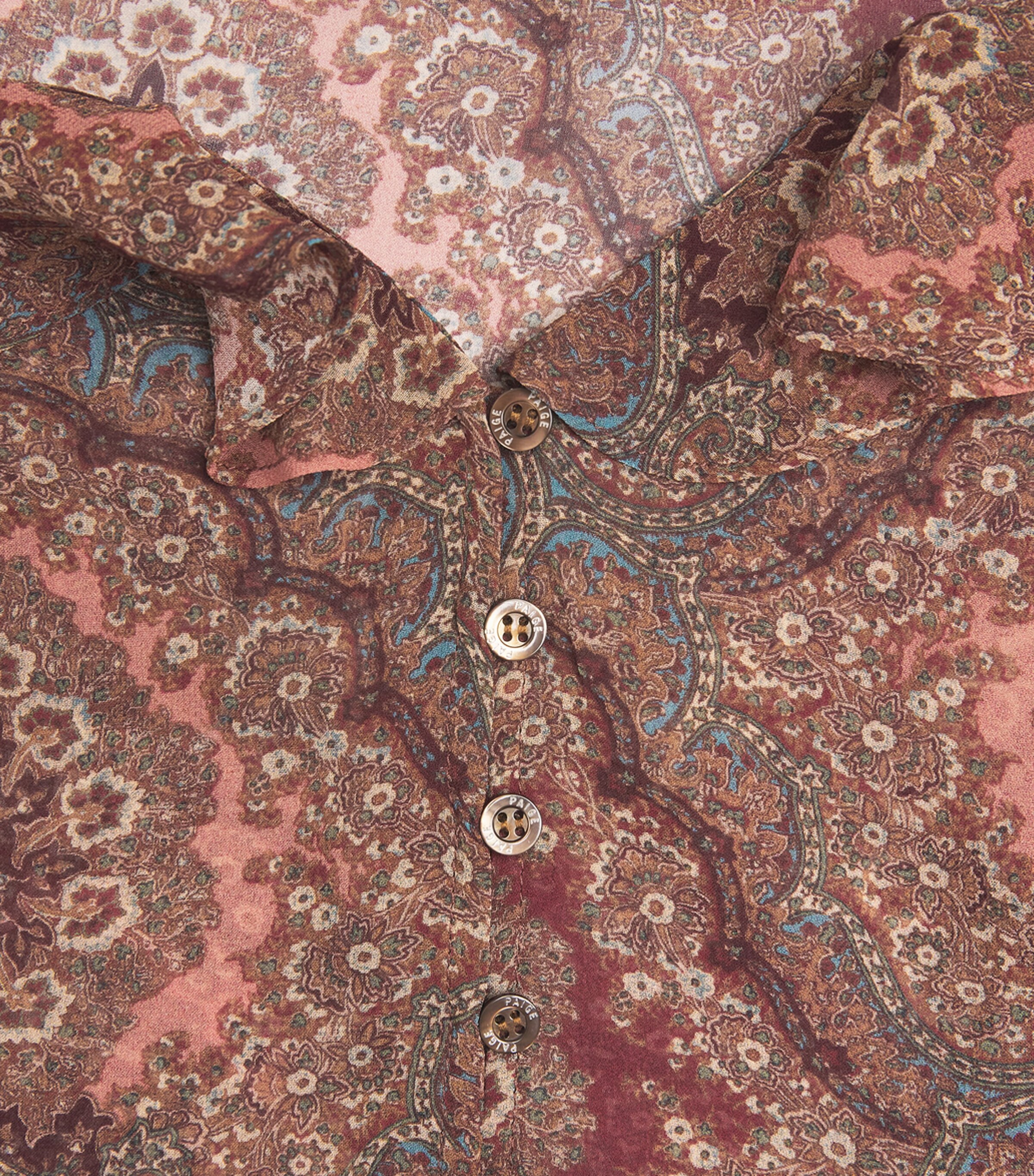 PAIGE Womens Silk Paisley Eve Blouse Sunset Multi Image 6