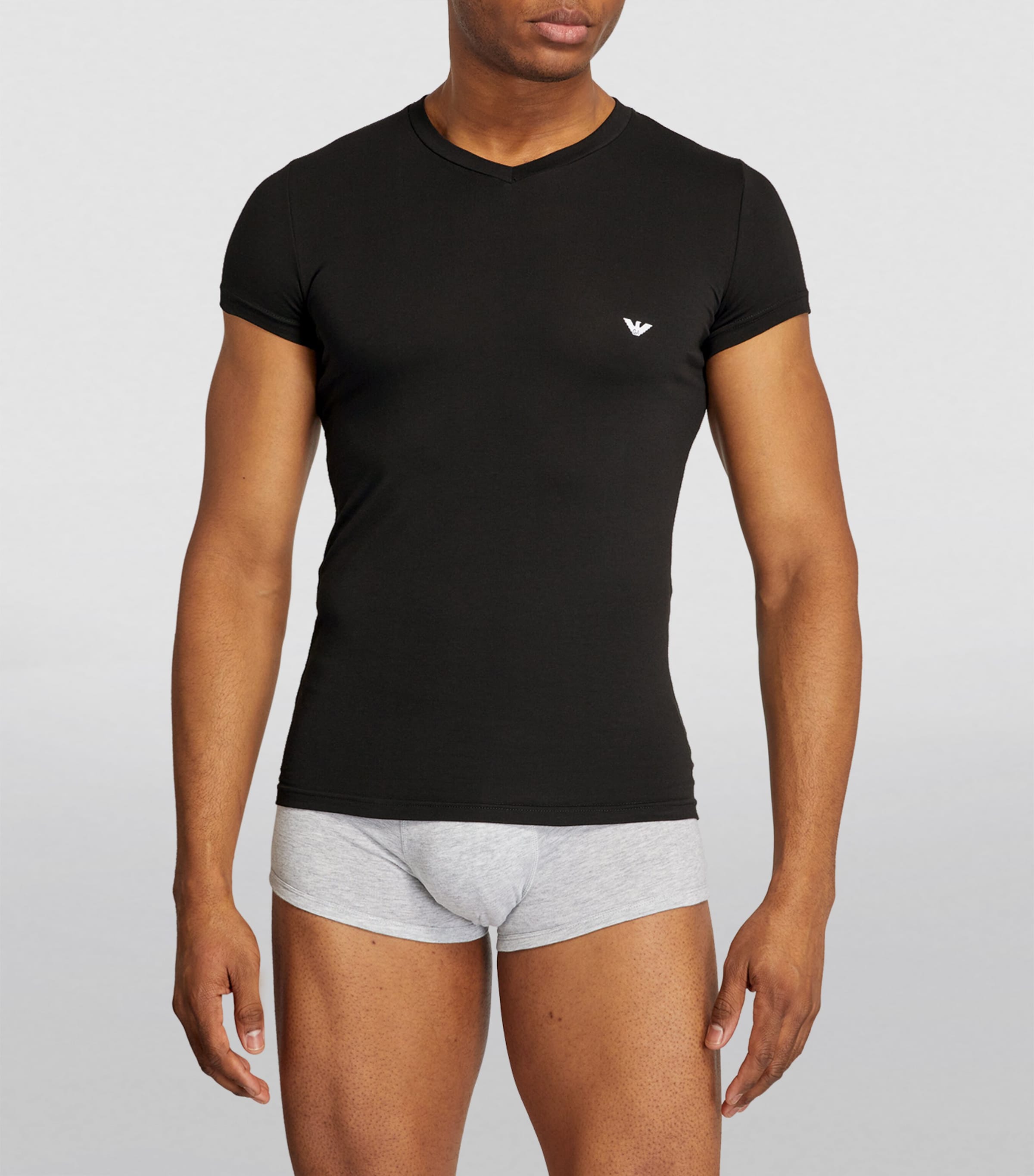 V-Neck Cotton Eagle T-Shirt 00020 BLACK Image 2