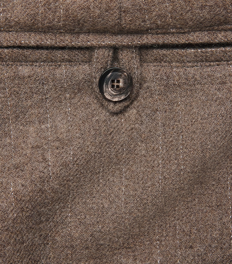 Kiton Womens Virgin Wool-Cashmere Straight Trousers Light Brown Stripe Image 6