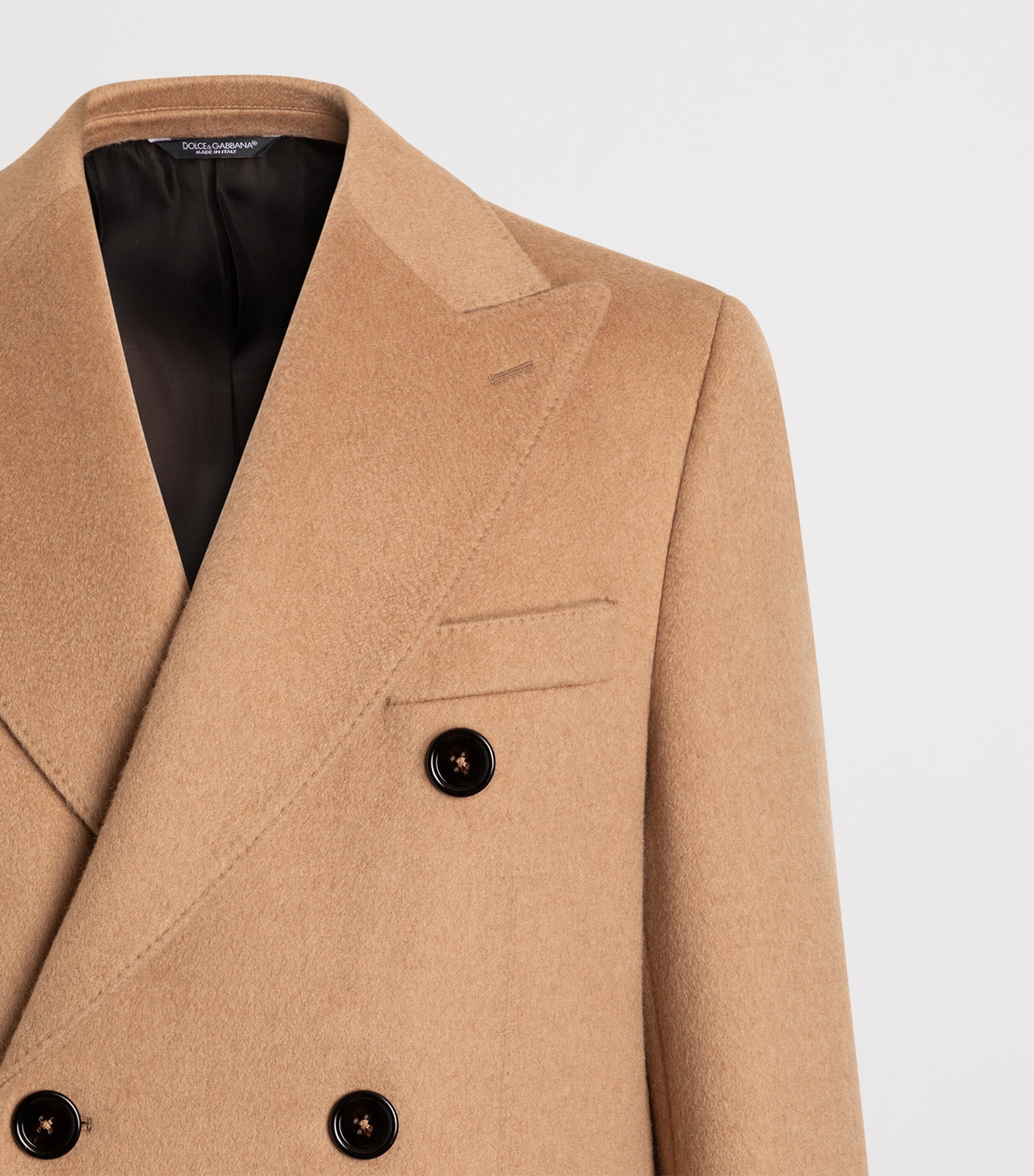 Dolce&Gabbana Mens Wool Double-Breasted Long Coat Walnut Brown Image 3