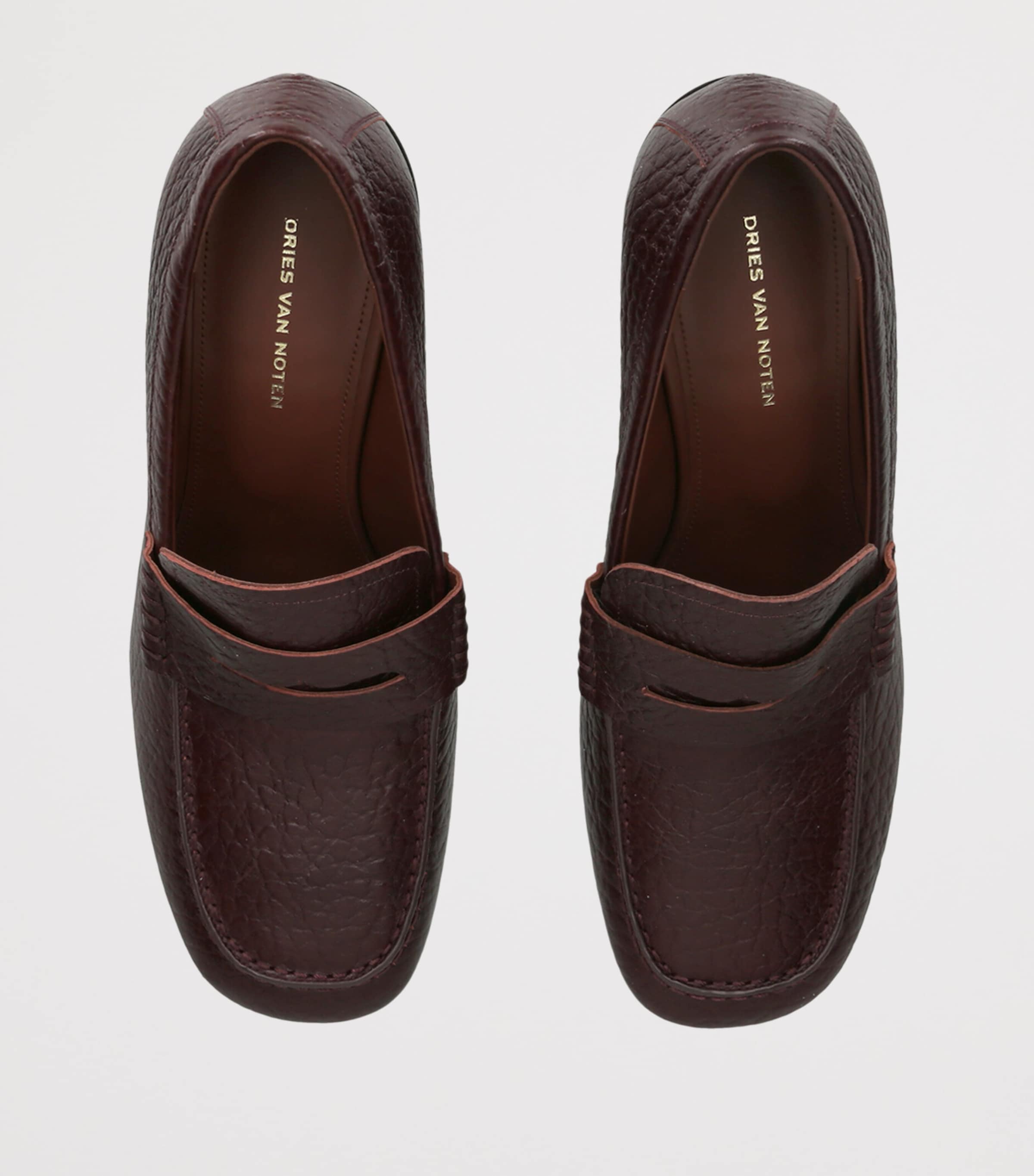 DRIES VAN NOTEN Womens Leather Heeled Loafers 70 Wine Image 5