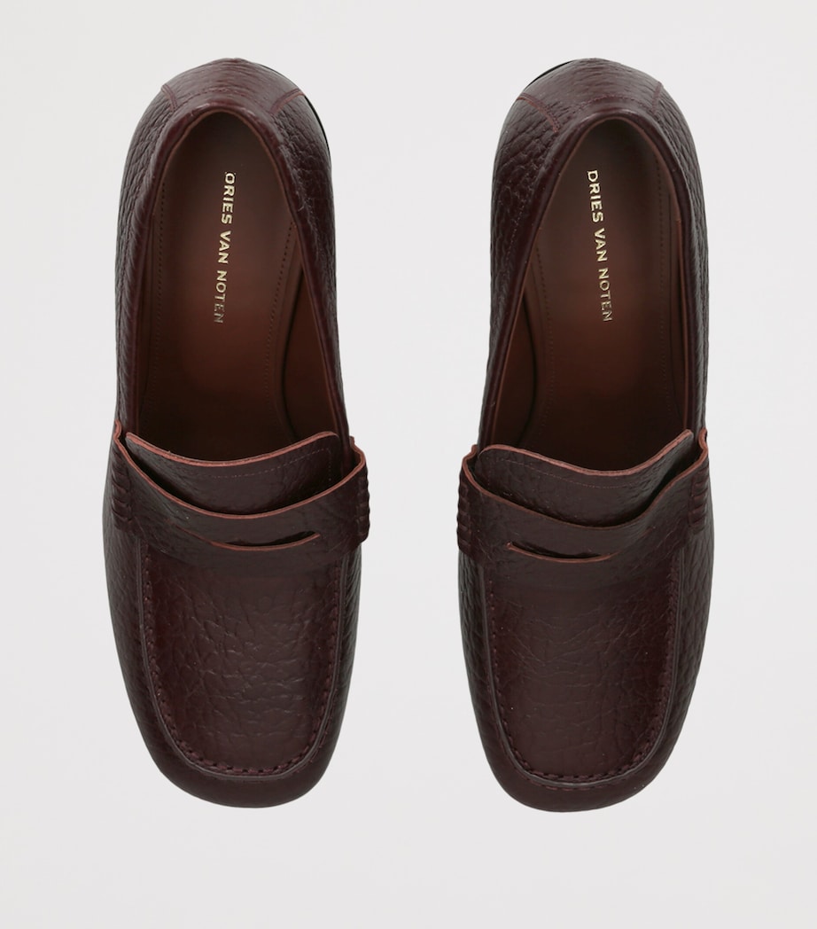 DRIES VAN NOTEN Womens Leather Heeled Loafers 70 Wine Image 5