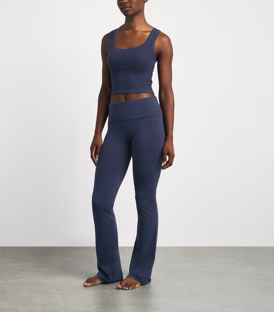 Skims Womens Cotton Jersey Foldover Trousers Navy Image 2