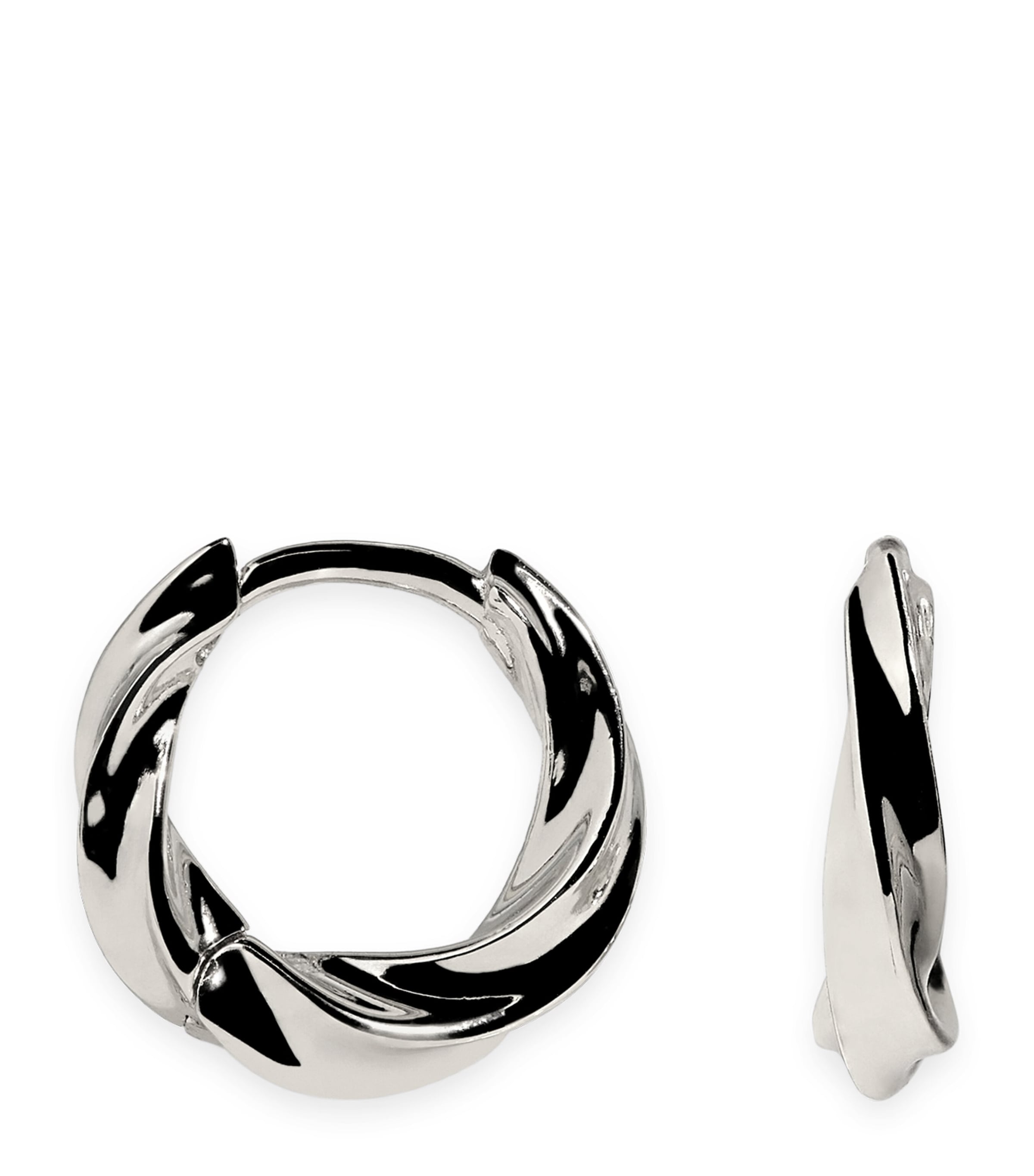Astrid & Miyu Rhodium-Plated Cosmic Twist Huggies Silver Image 1