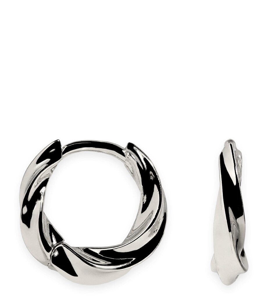 Astrid & Miyu Rhodium-Plated Cosmic Twist Huggies Silver Image 1