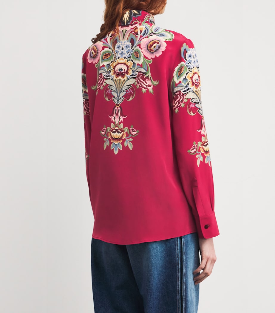 Silk Floral-Collar Shirt X0865 Image 4