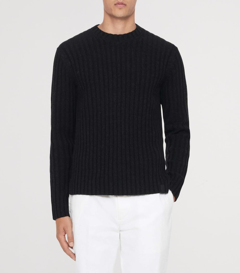 AllSaints Mens Merino-Blend Liev Sweater Cinder Black Marl Image 3
