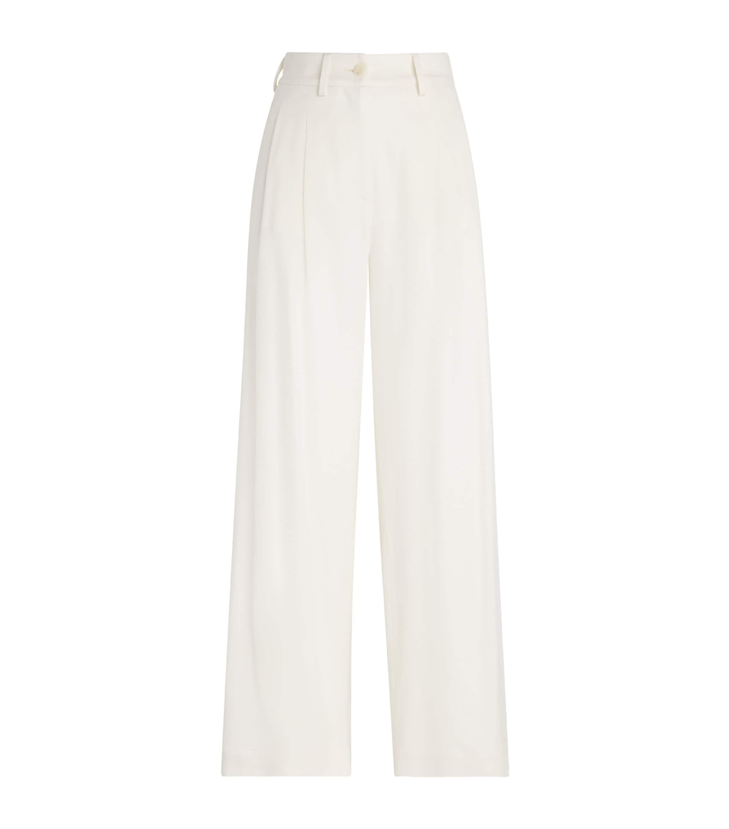 Colombo Kid Cashmere Wide-leg Tailored Trousers In White