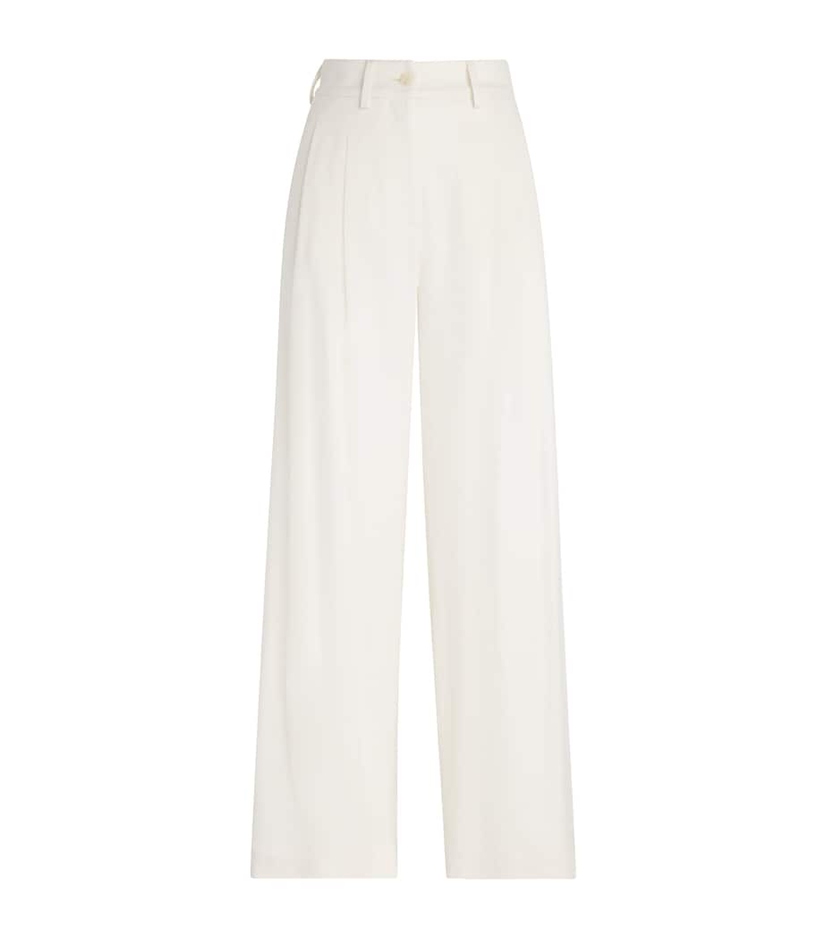 Kid Cashmere Wide-Leg Tailored Trousers 12218 WHITE Image 1