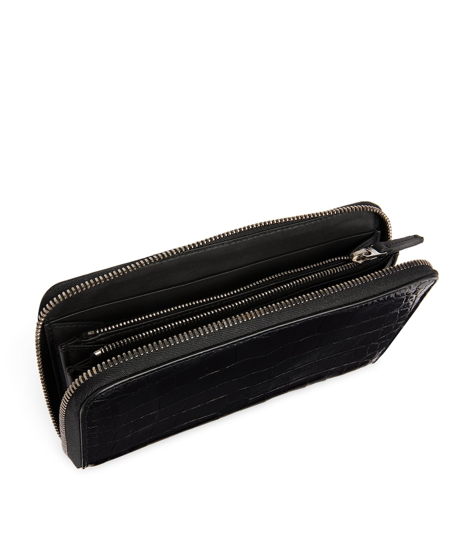 Crocodile Leather Wallet BLACK-SILVER Image 2