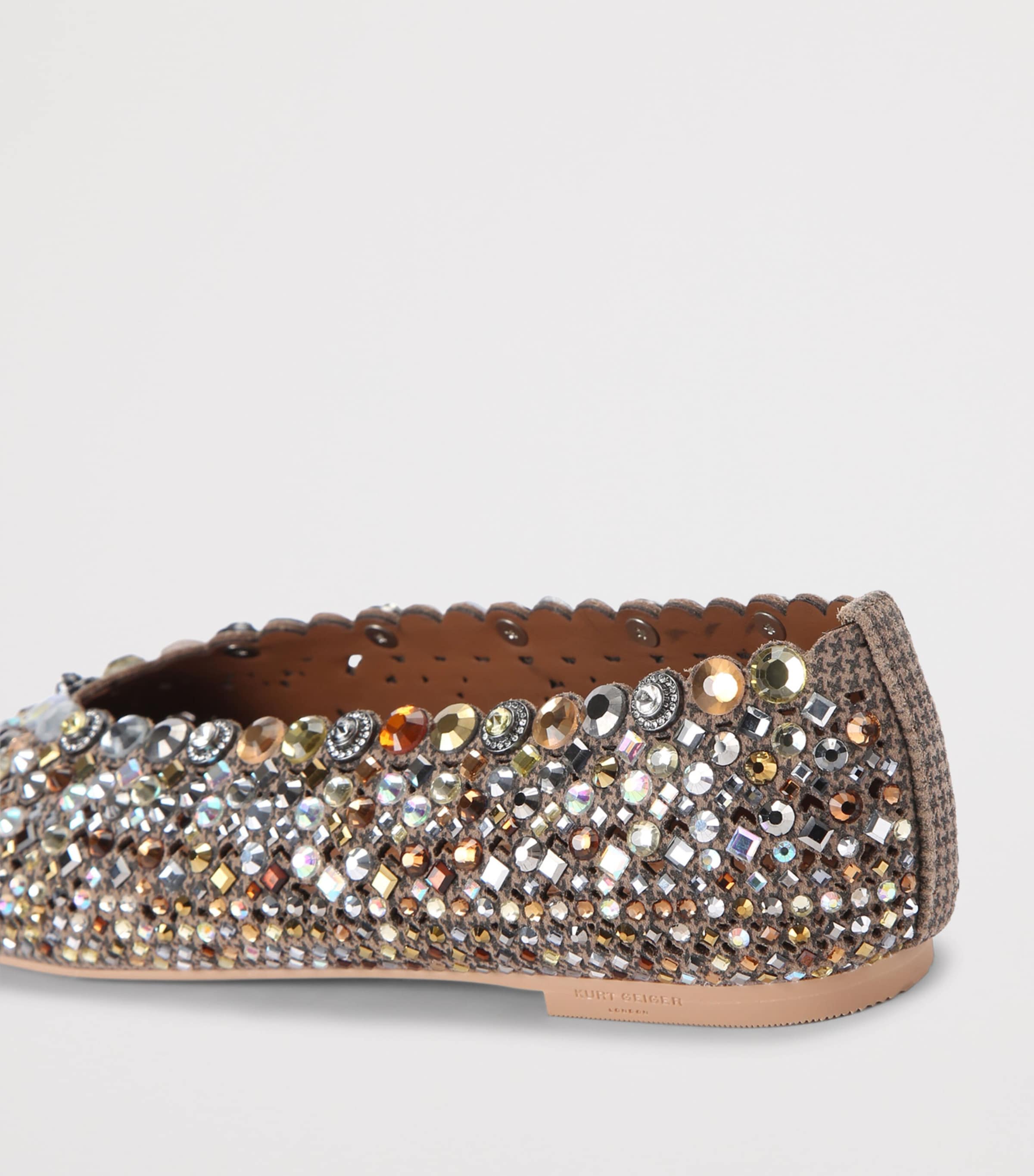 Kurt Geiger London Jewel Perforated Ballet Flats Beige Comb Image 3