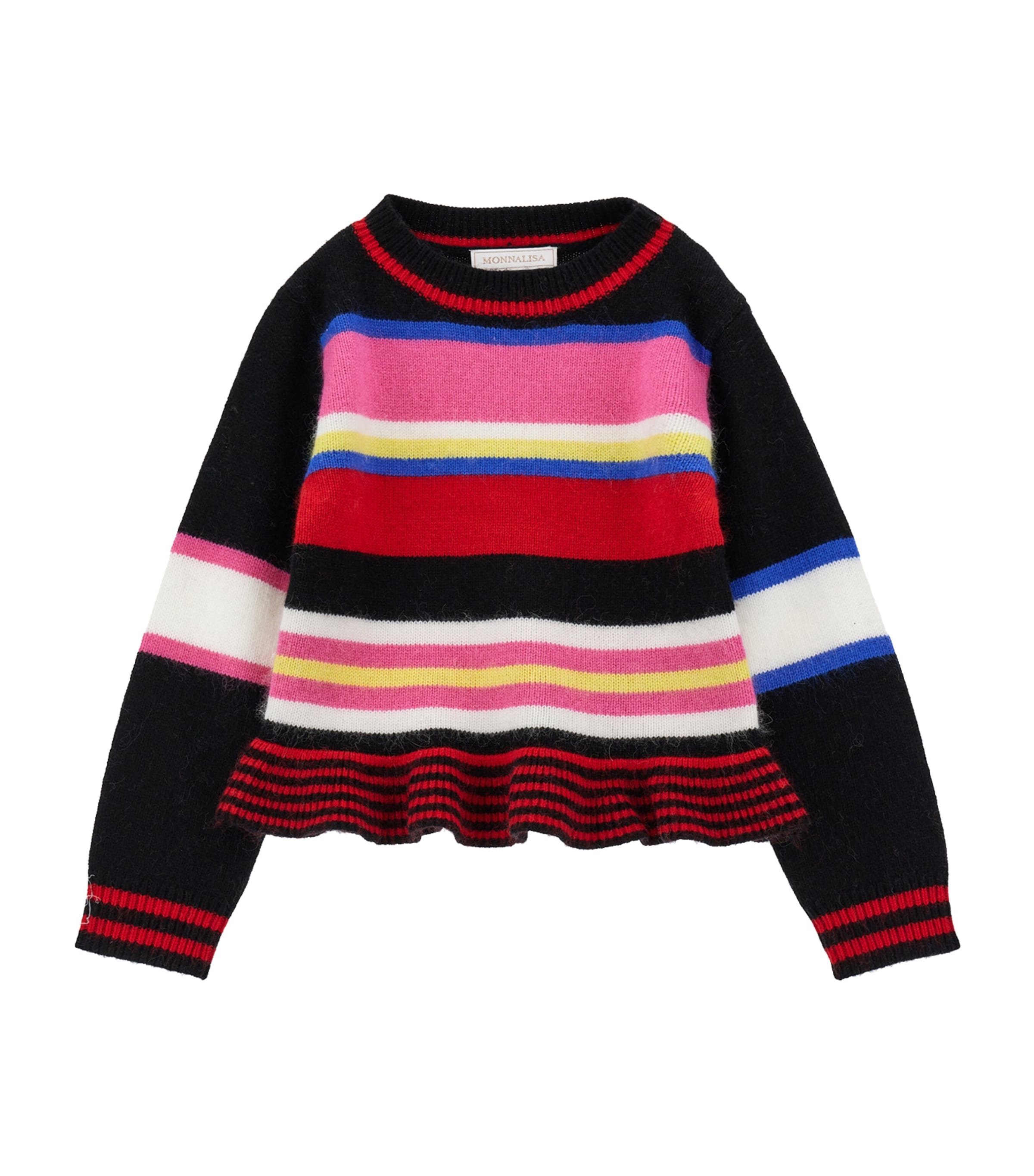 Monnalisa Kids' Striped Peplum Sweater In Multi