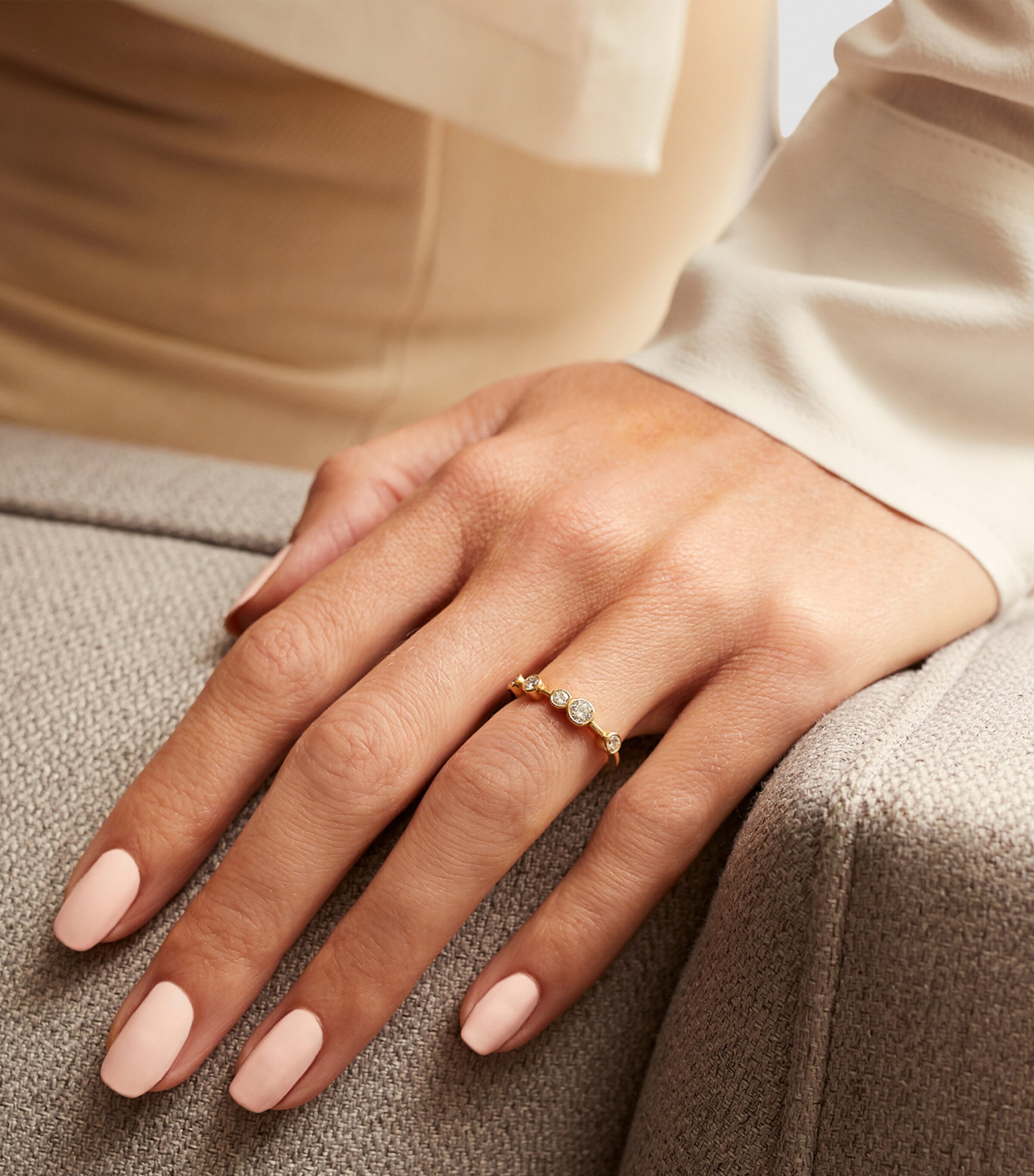 Boodles Yellow Yellow Gold and Diamond Half-Hoop Raindance Ring