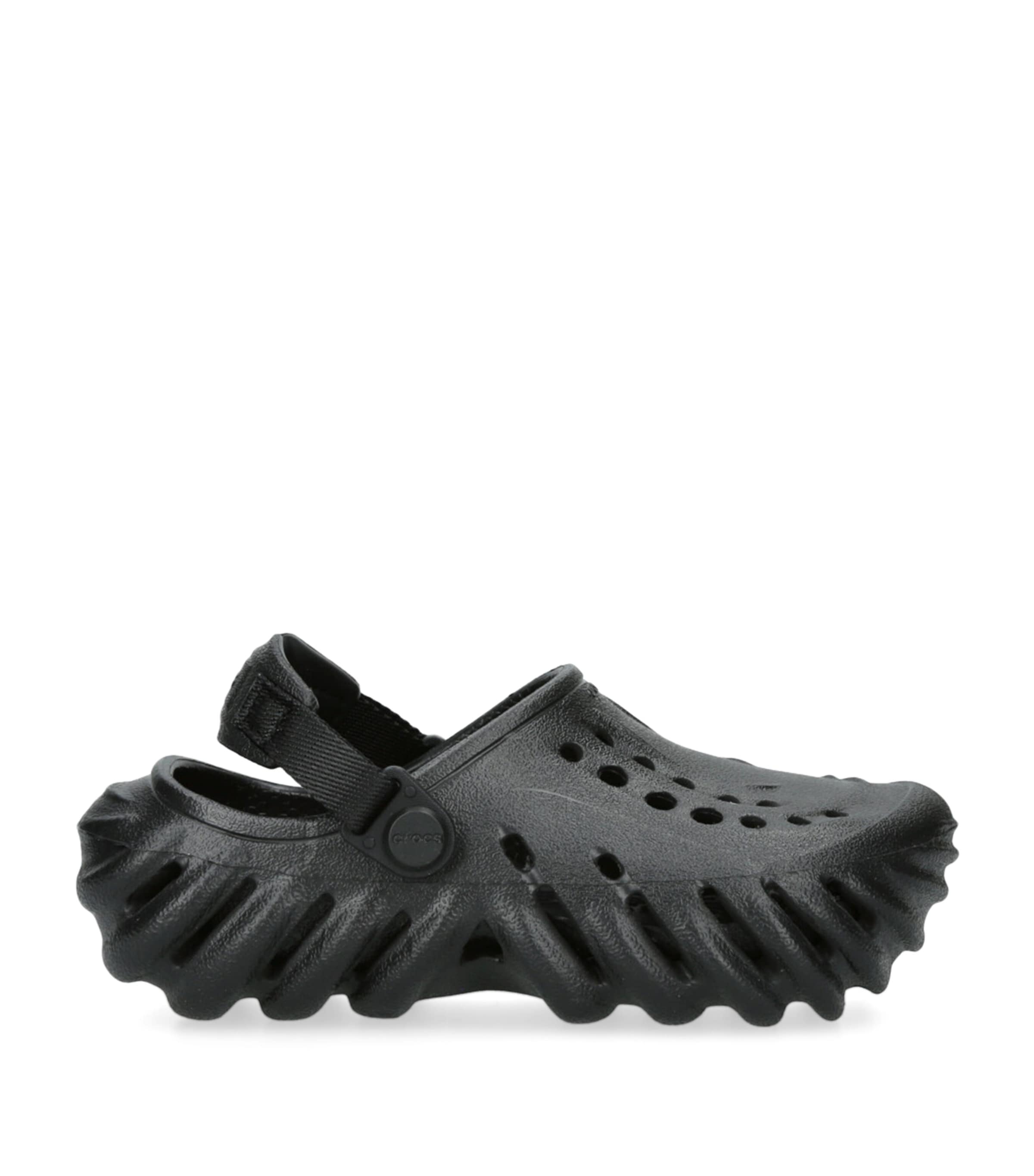 Crocs Boys Black Kids Echo Logo-embossed Rubber Clogs 6 Months-5 Years In Black
