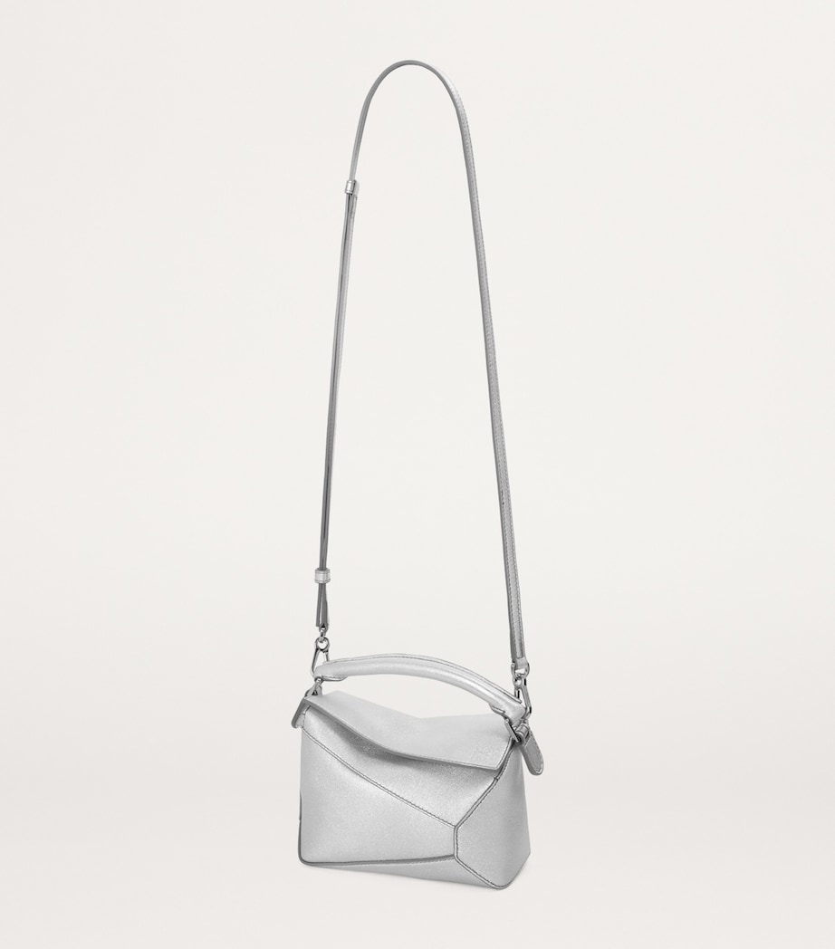 Mini Leather Puzzle Edge Top-Handle Bag SILVER Image 6