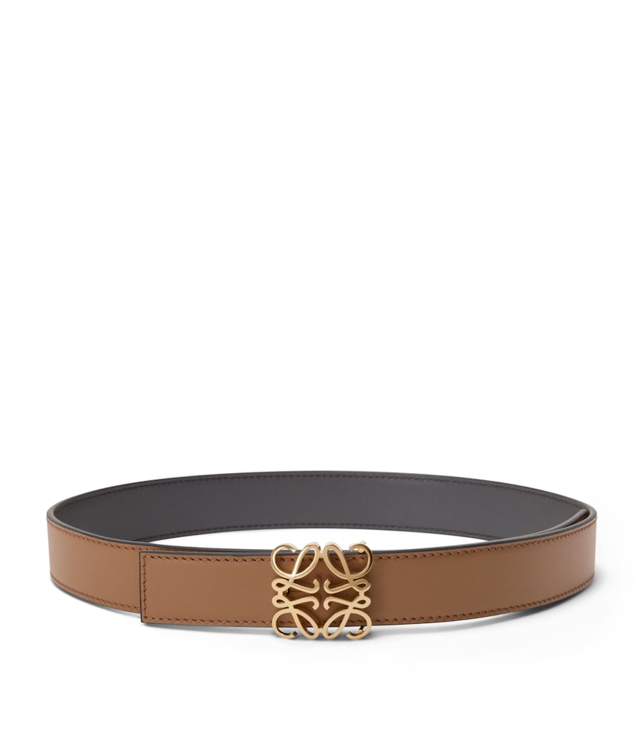 Leather Reversible Anagram Bombé Belt MOCHA/SLATE Image 1